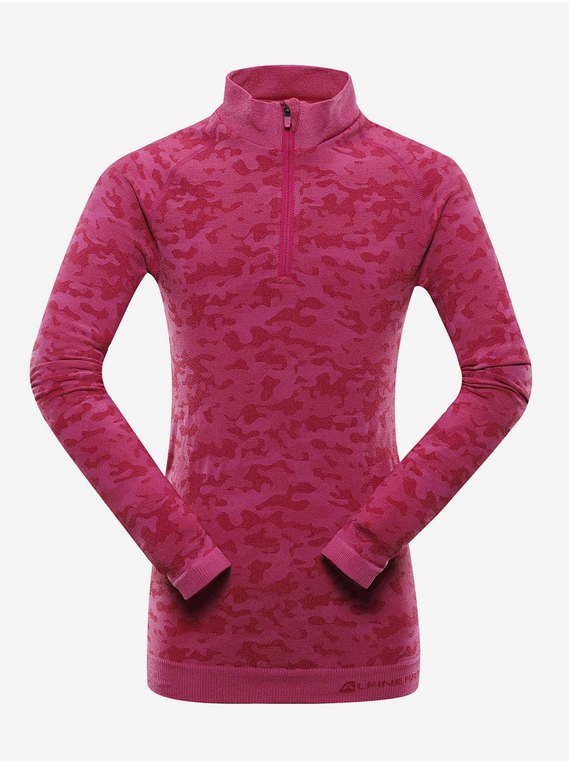 Levně Tmavě růžové holčičí vzorované funkční tričko ALPINE PRO Lubino