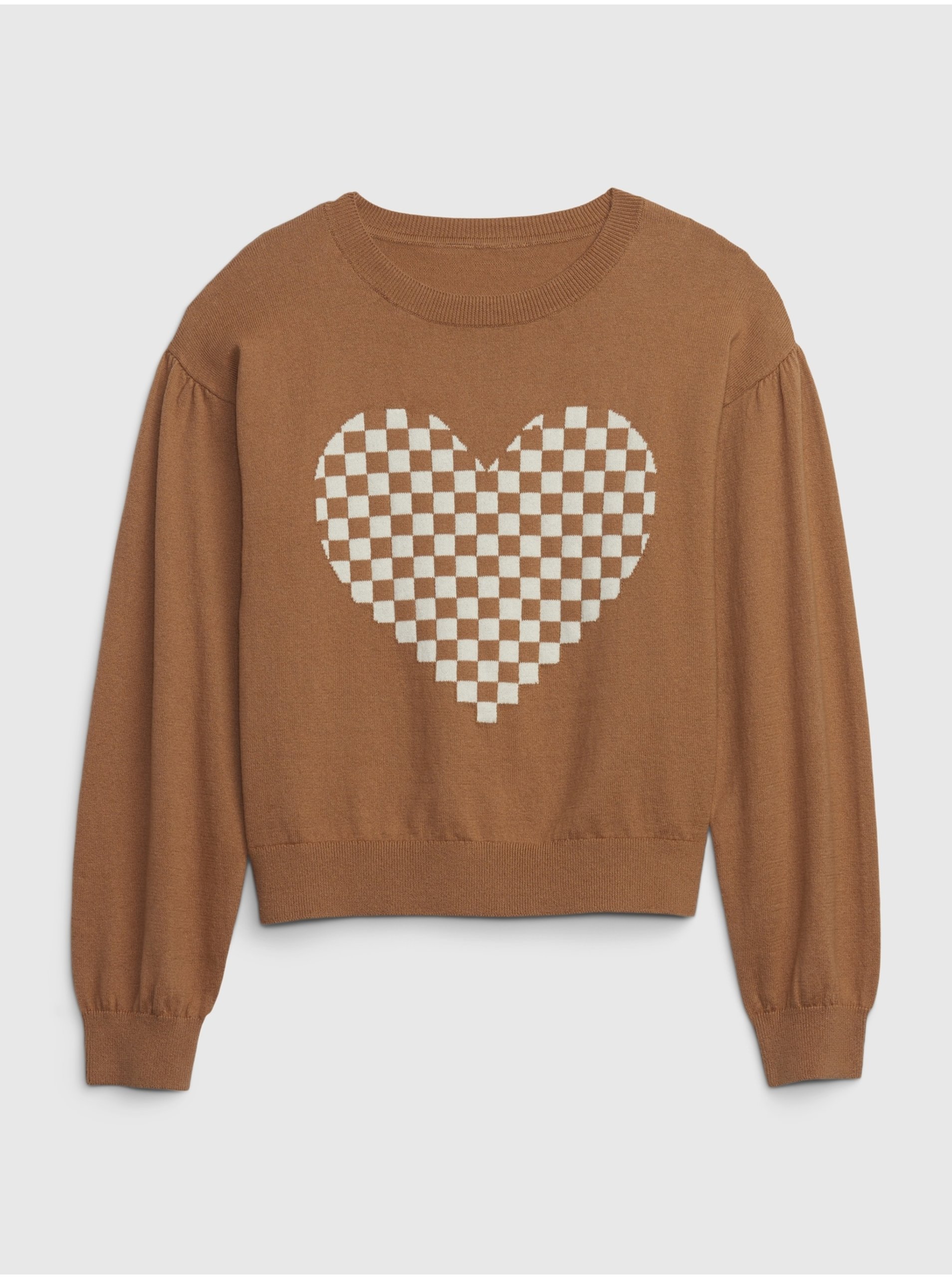 E-shop Hnedý dievčenský vzorovaný sveter GAP