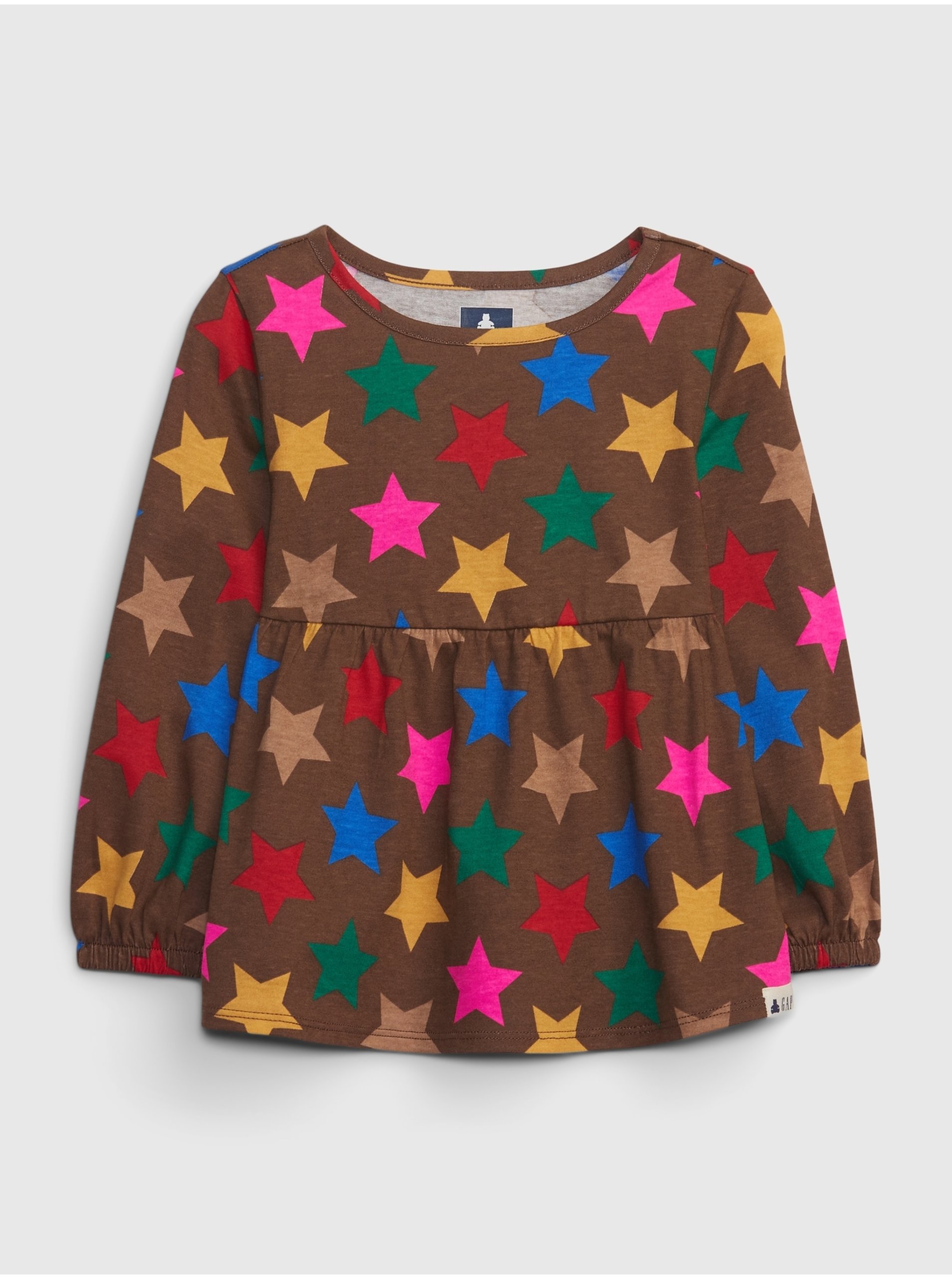 E-shop Hnědé holčičí vzorované tričko GAP