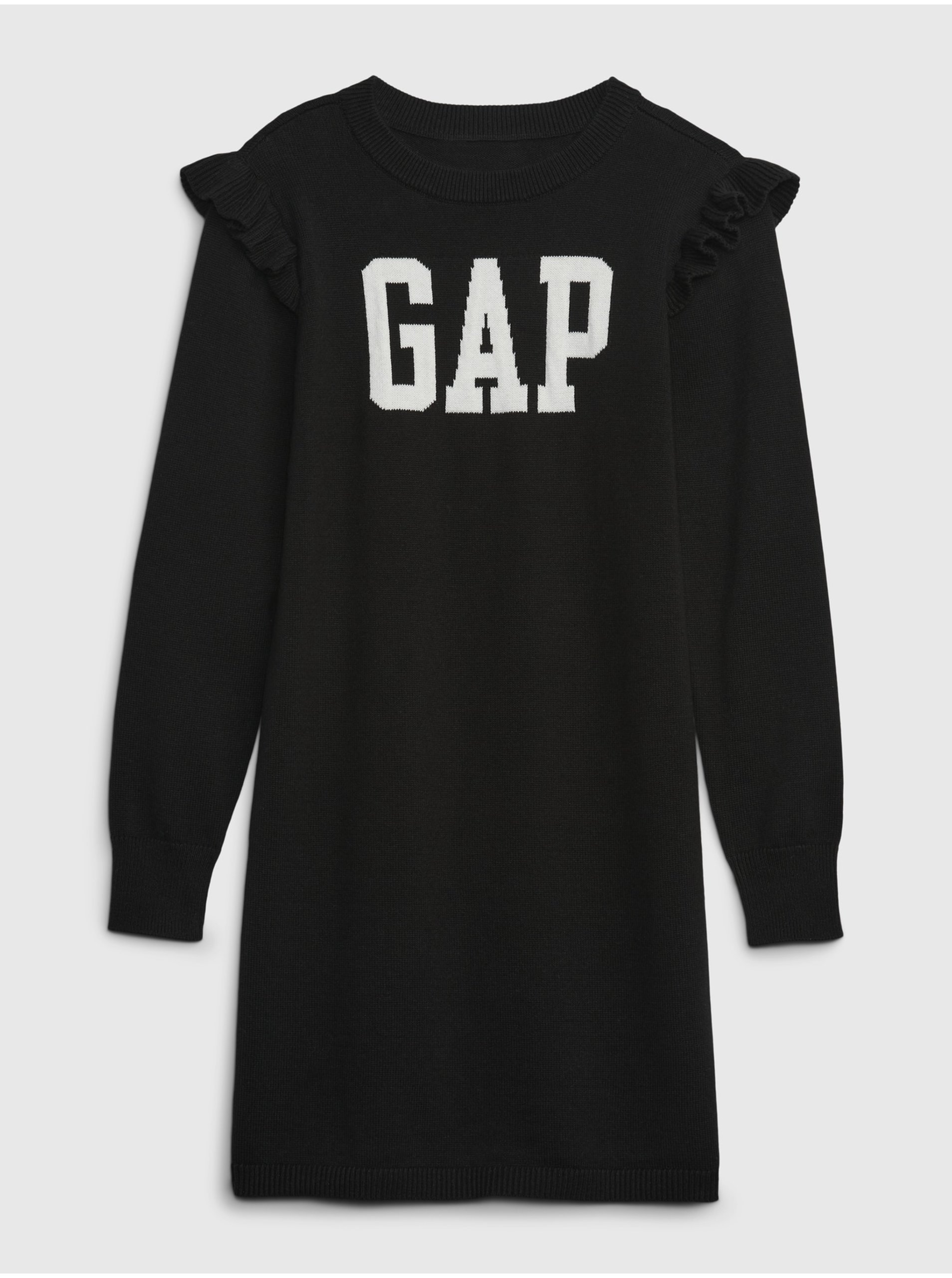 E-shop Čierne dievčenské pletené šaty GAP