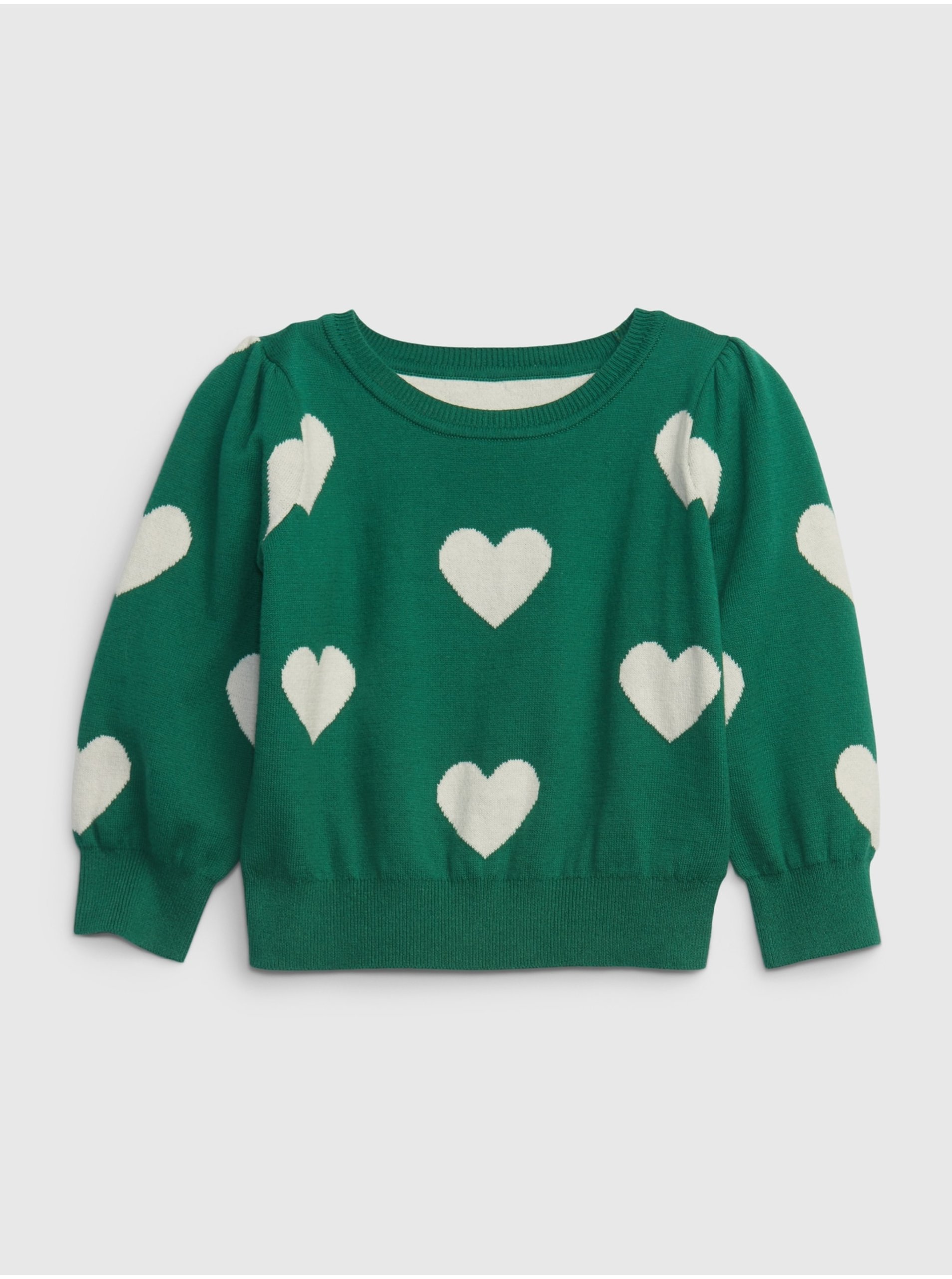 Levně Zelený holčičí srdcový svetr GAP