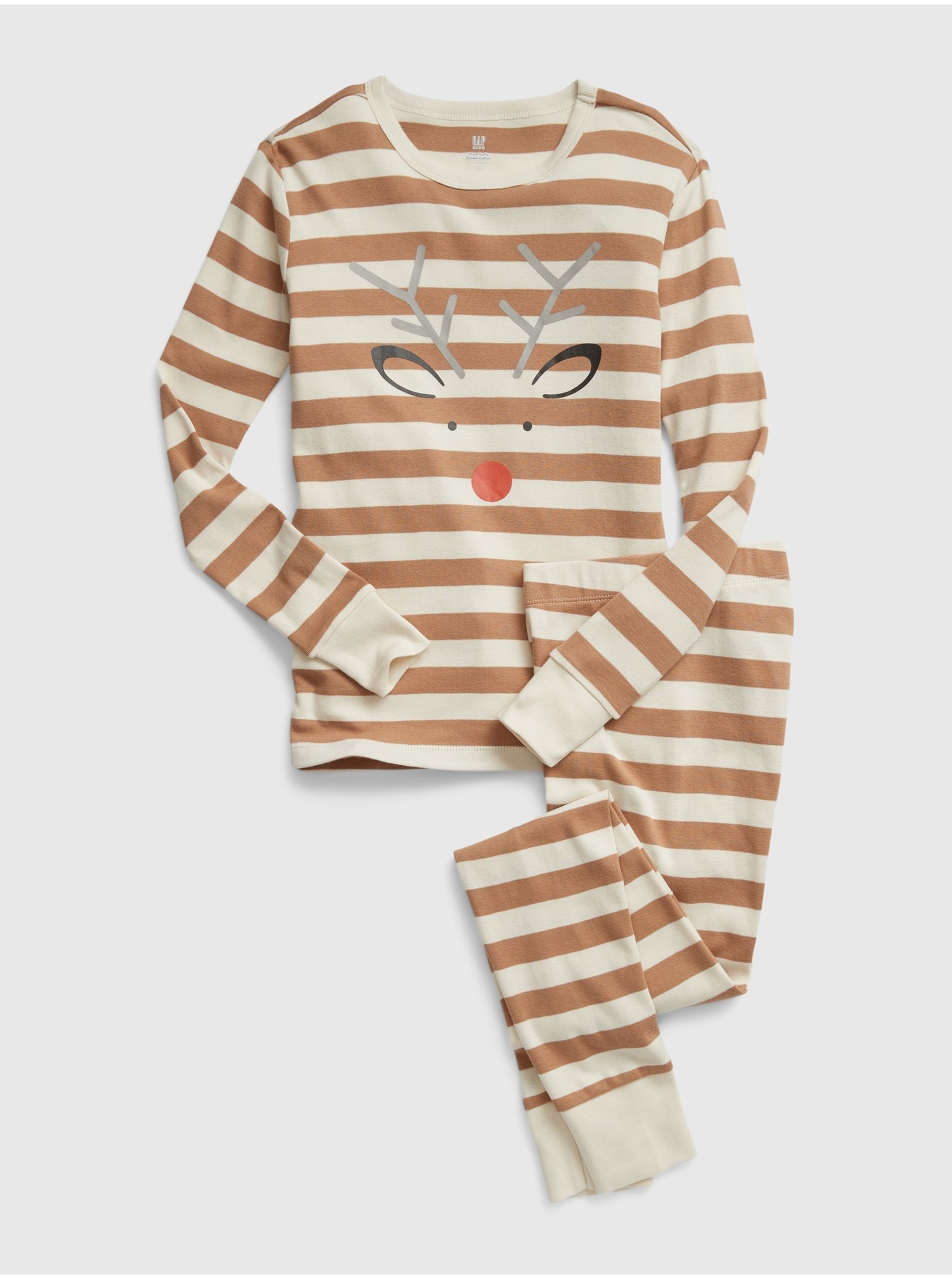 Levně Hnědé dětské pruhované pyžamo GAP