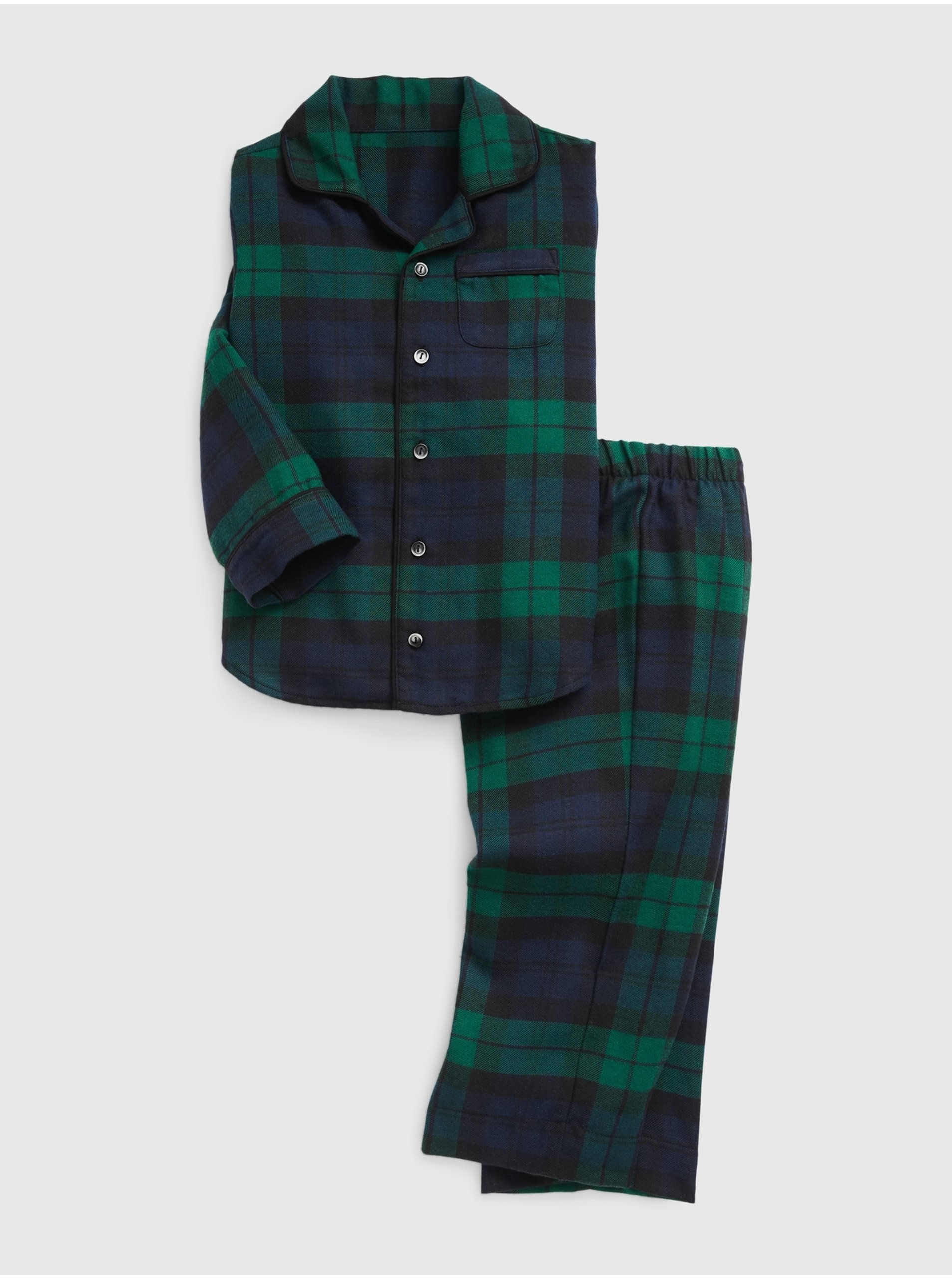 E-shop Modro-zelené klučičí kostkované pyžamo GAP