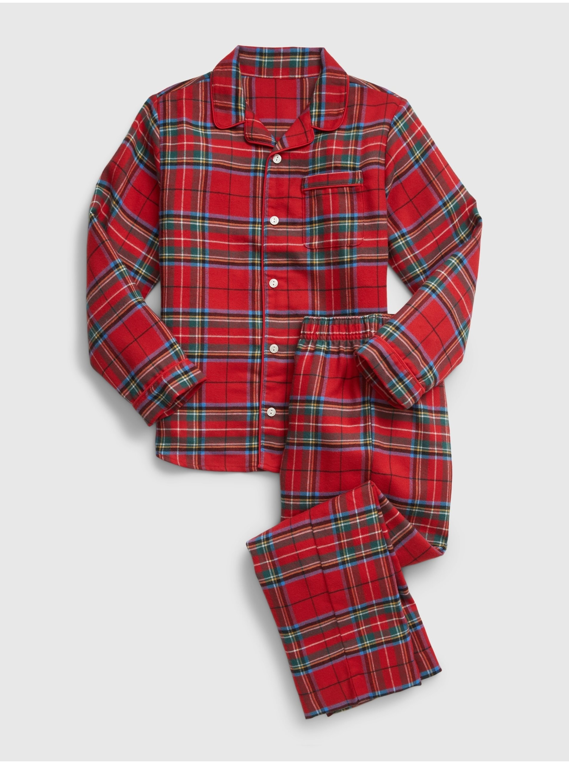 E-shop Červené dětské kostkované pyžamo GAP