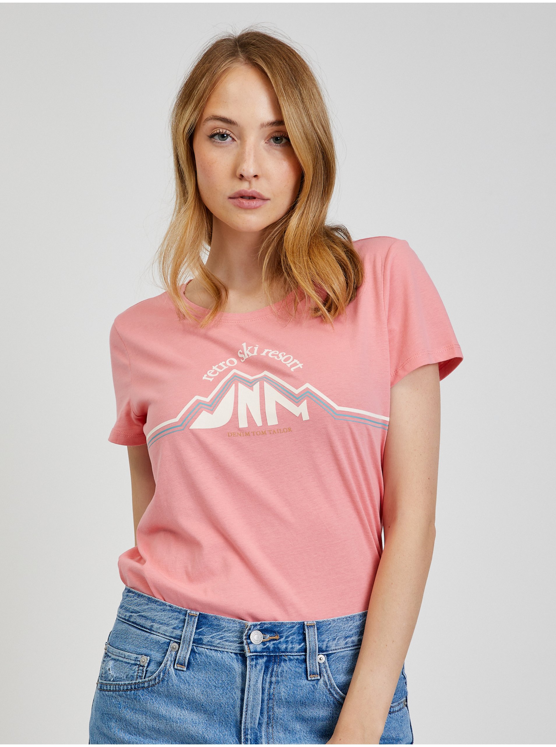 Levně Růžové dámské tričko Tom Tailor Denim