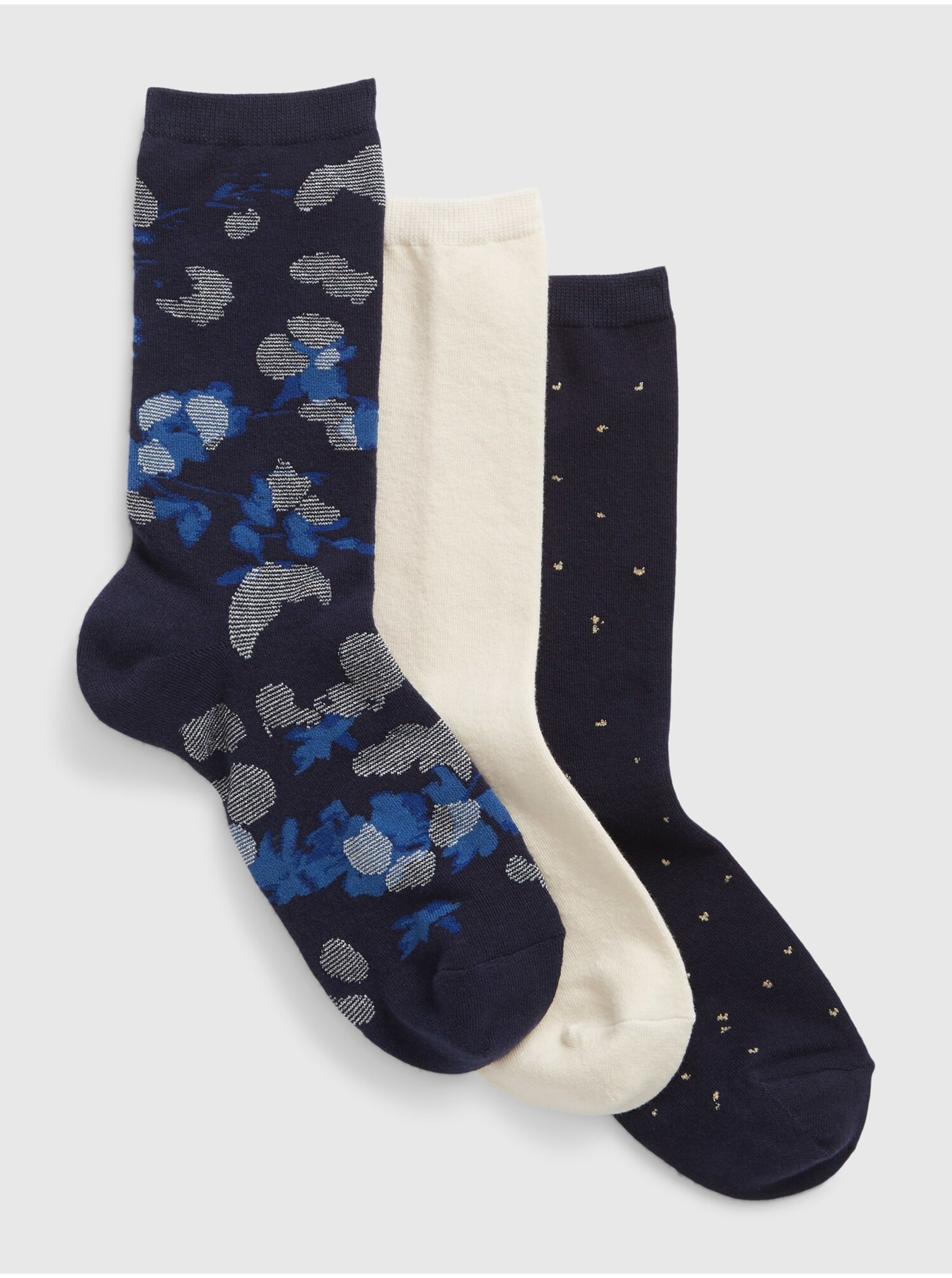 Lacno Sada troch párov dámskych ponožiek v tmavomodrej a bielej farbe GAP
