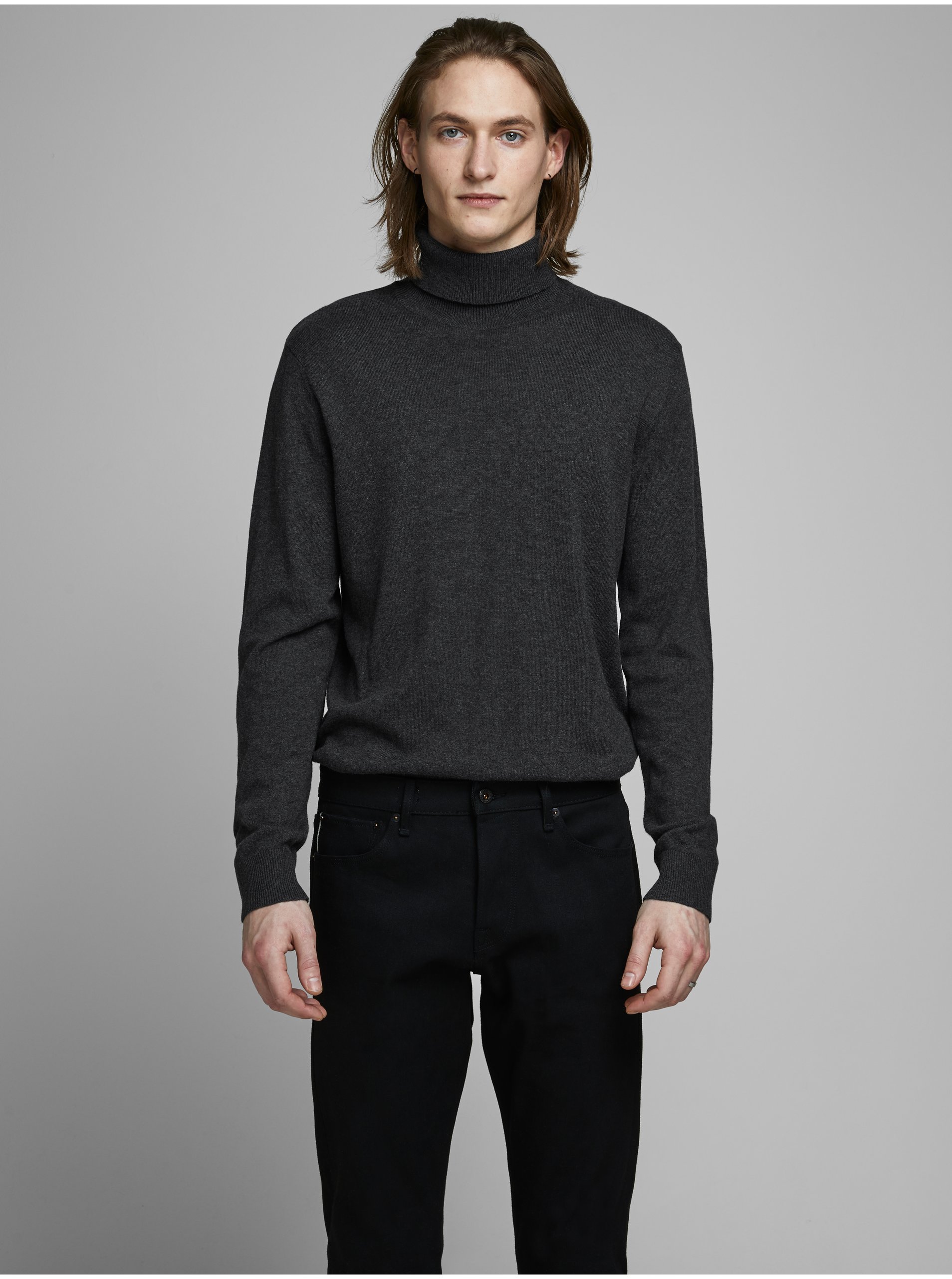 Levně Šedý basic rolák Jack & Jones Emil