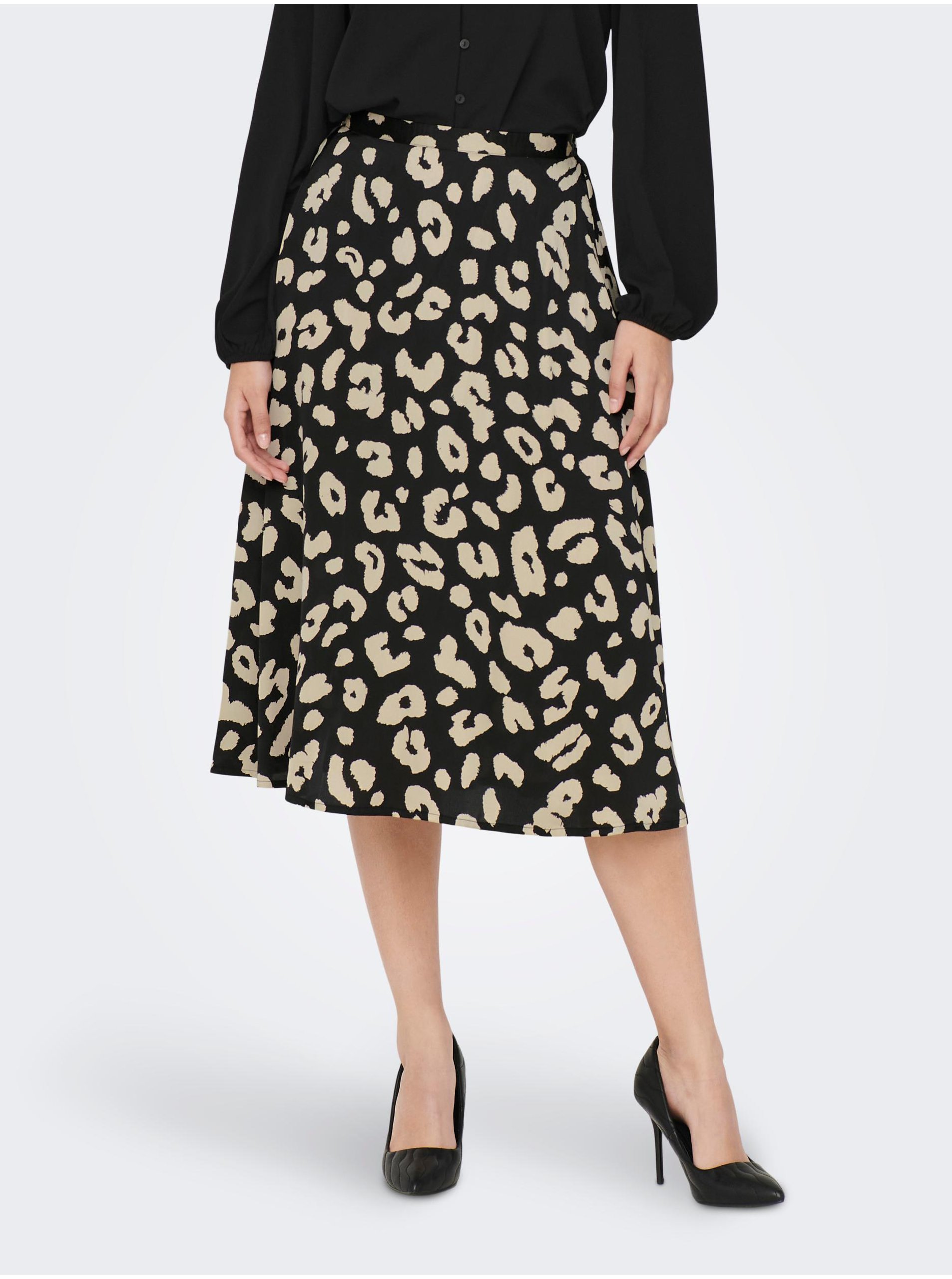 Levně Krémovo-černá dámská vzorovaná sukně JDY Fifi