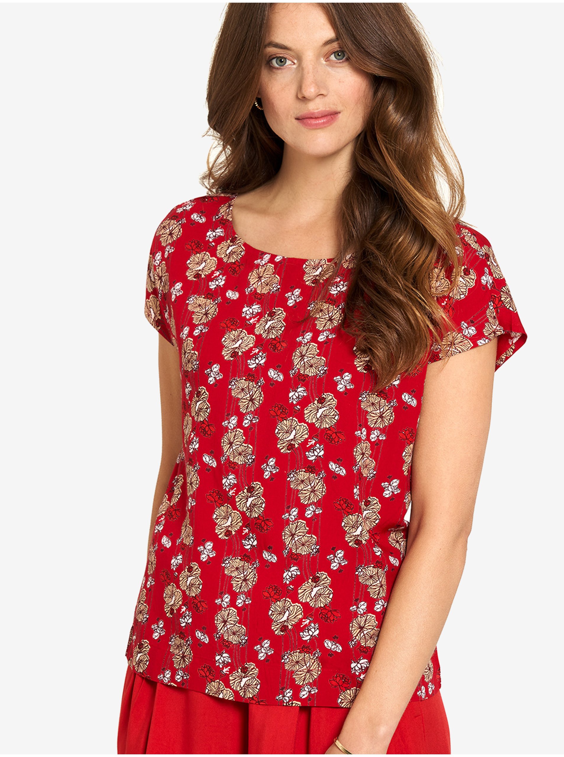 E-shop Červené kvetované tričko Tranquillo