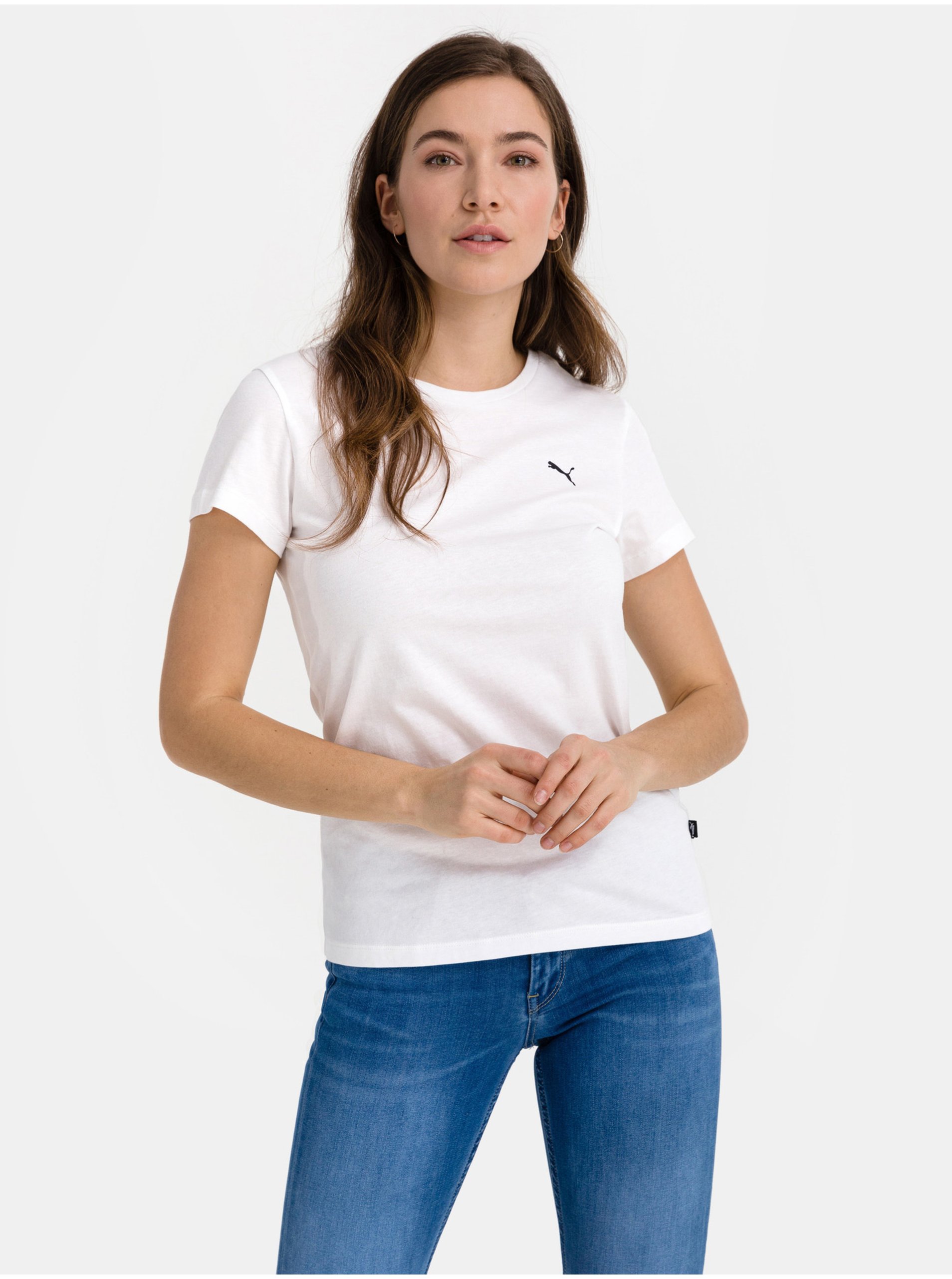 Levně Bílé dámské tričko Puma ESS Small Logo