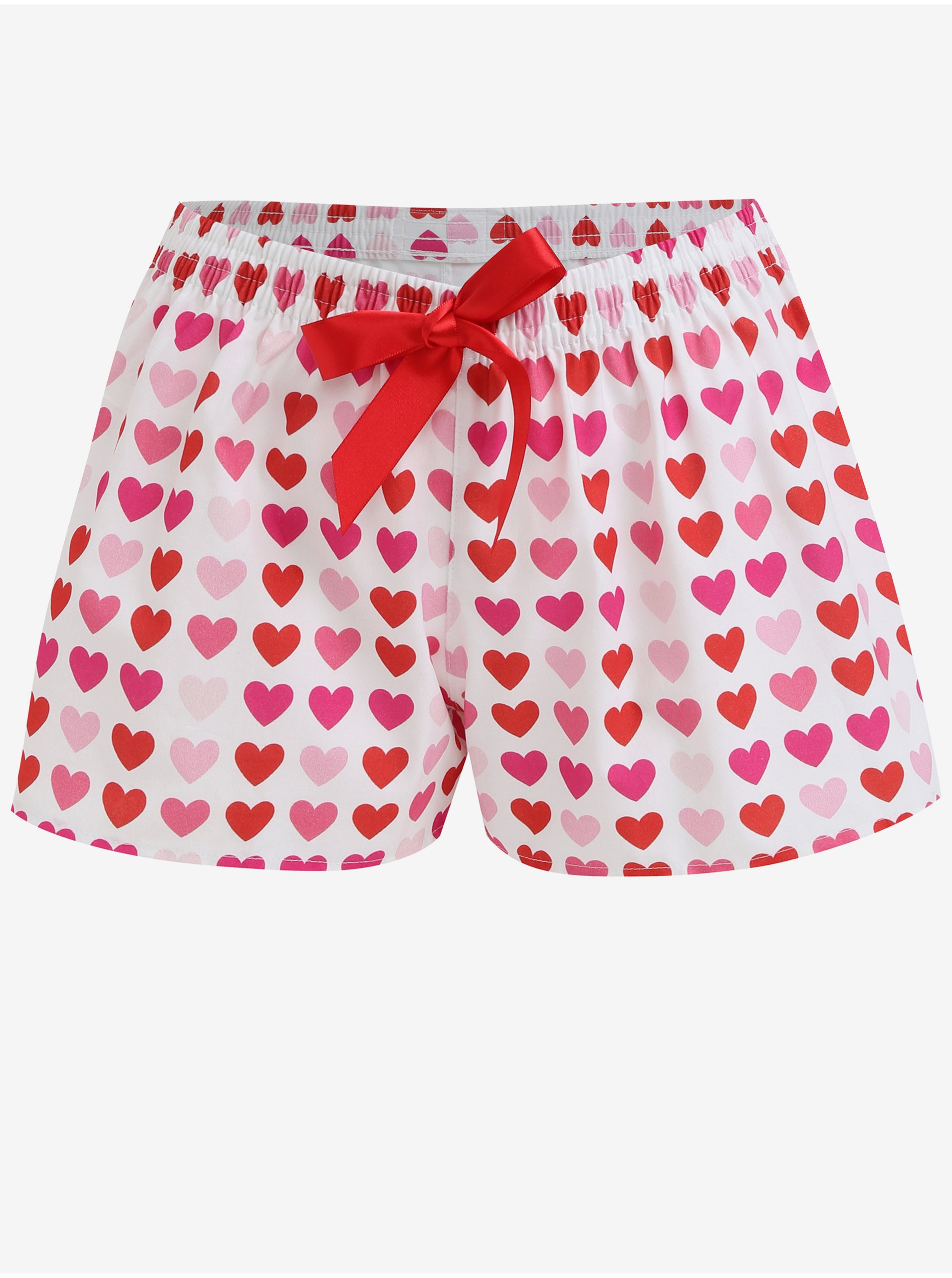 Levně Červeno-bílé dámské vzorované pyžamové kraťasy Slippsy