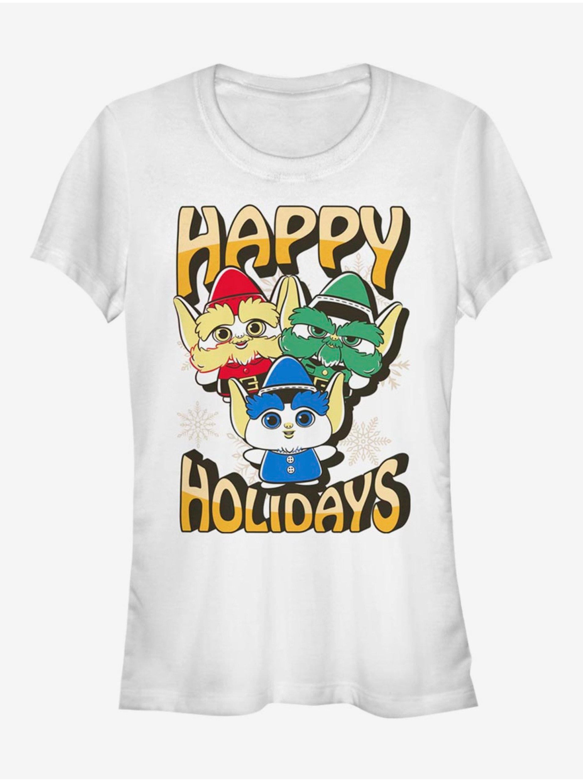 Lacno Biele dámske tričko Netflix Happy Holidays