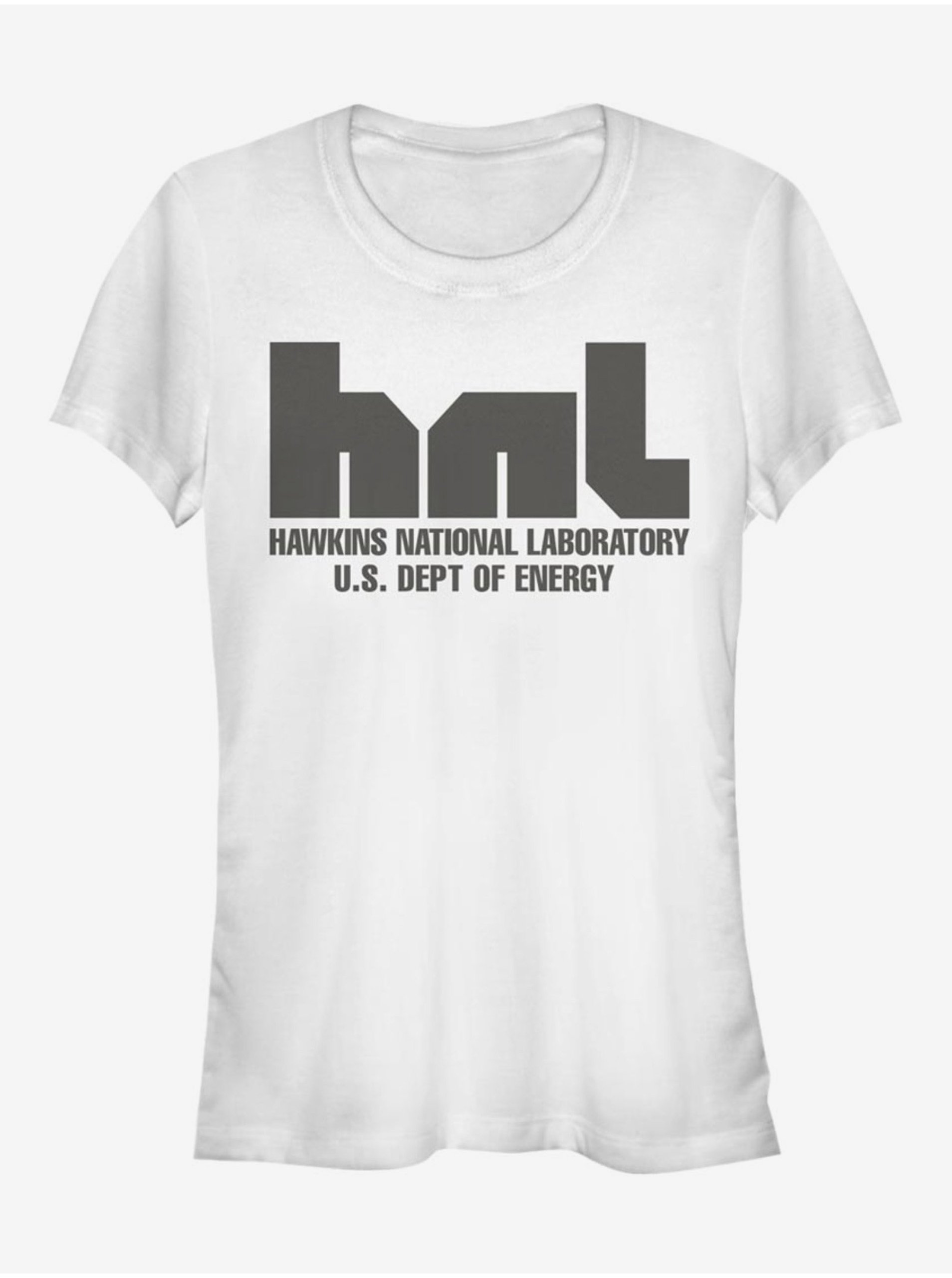Lacno Biele dámske tričko Netflix Hawkins National Laboratory