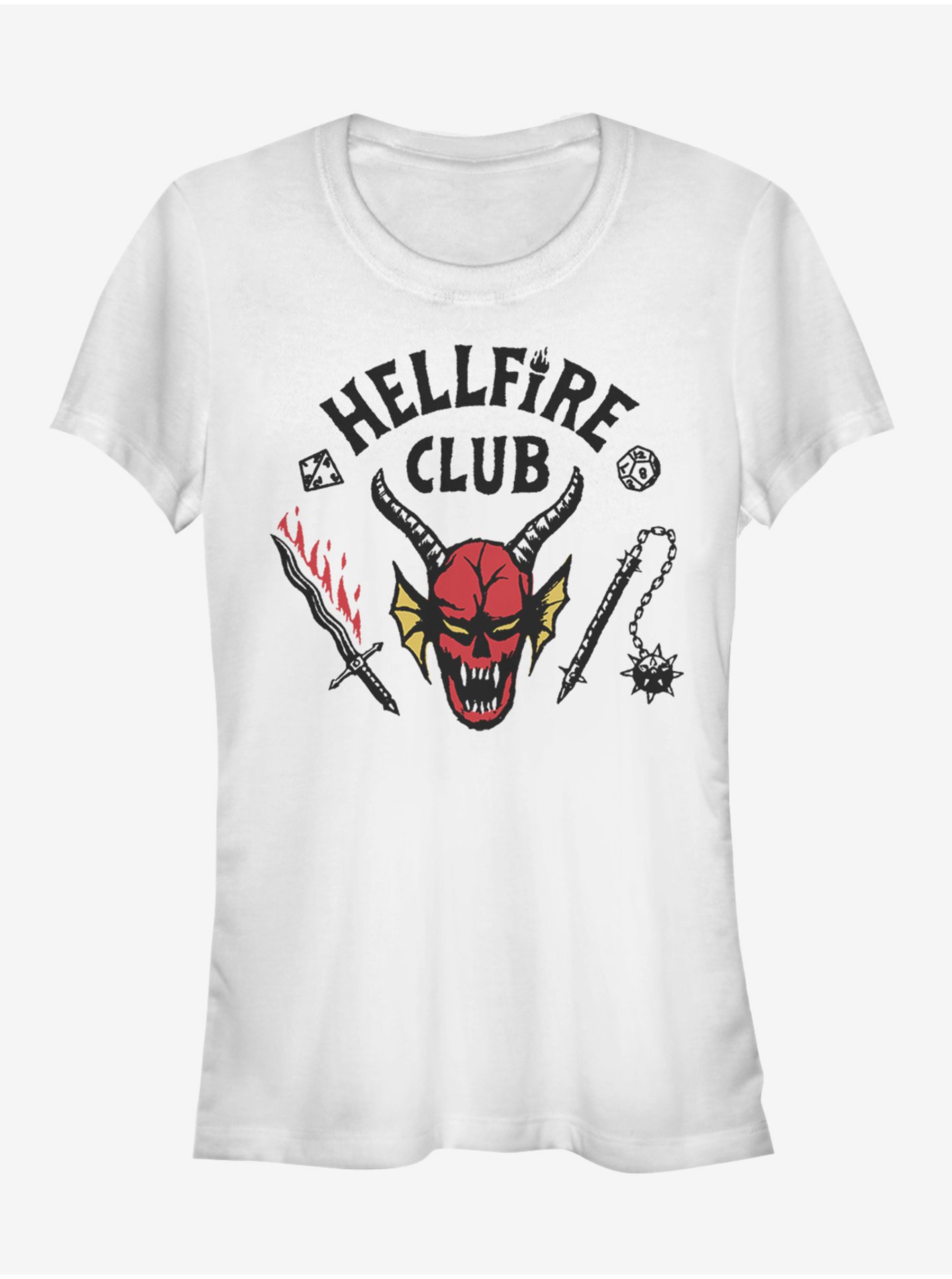 Lacno Biele dámske tričko Netflix Hellfire Club