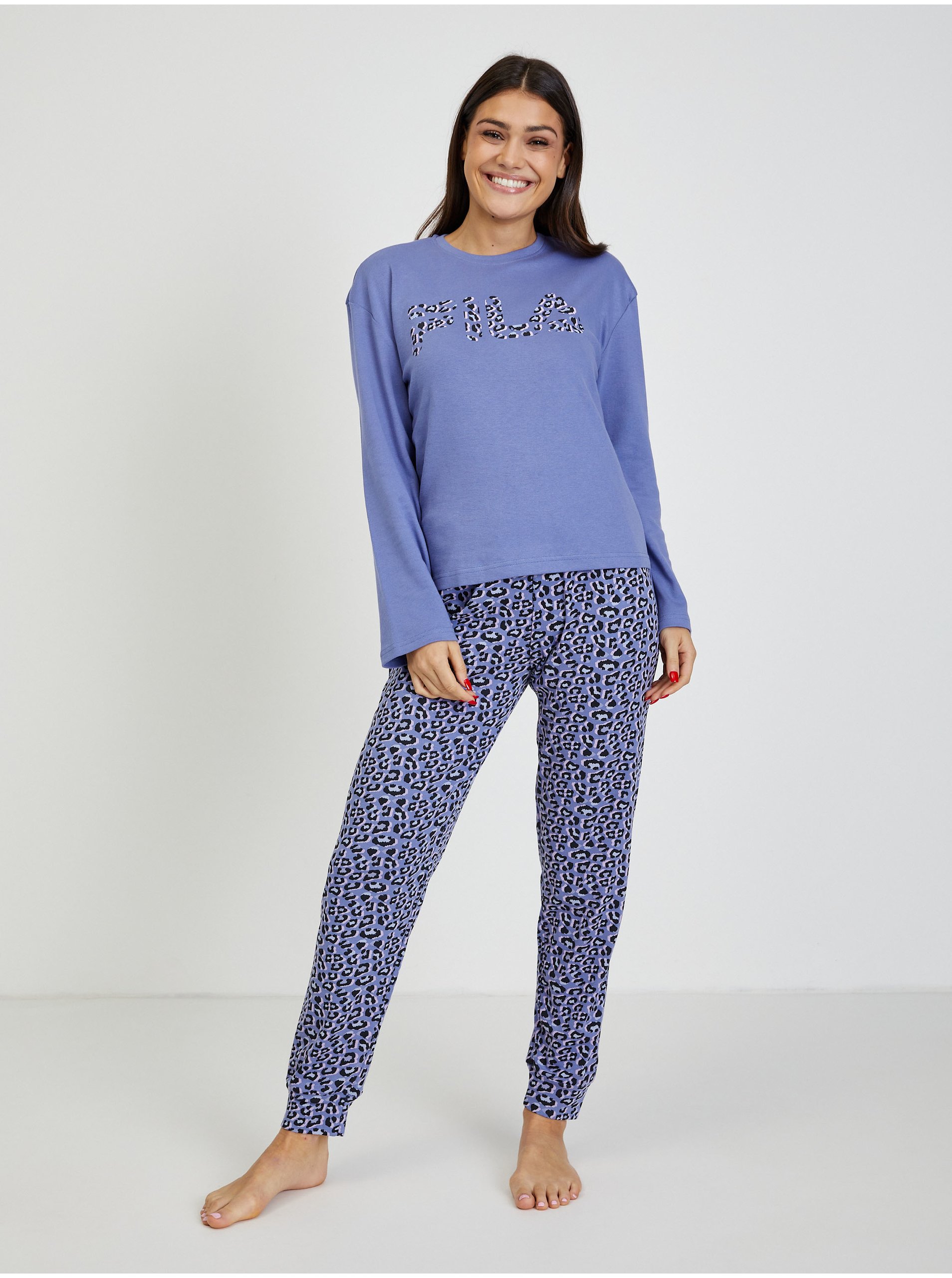 Levně Modré dámské vzorované pyžamo FILA