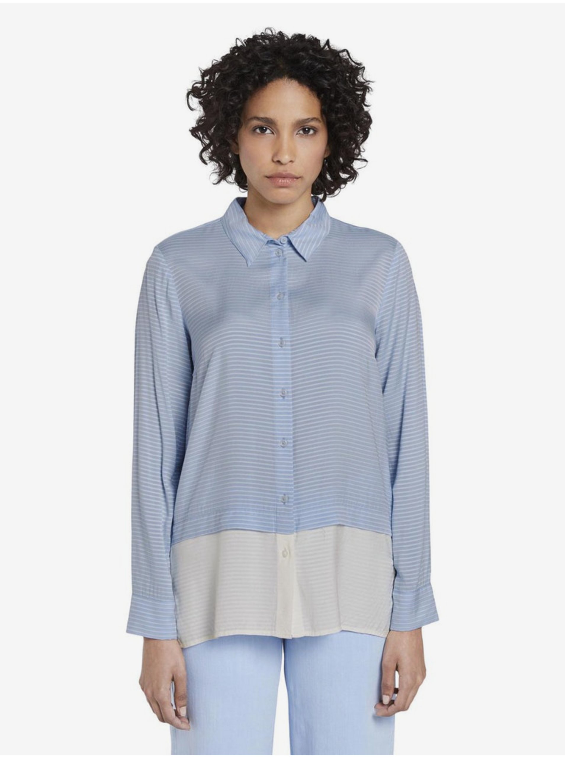 E-shop Modrá dámska pruhovaná voľná košeľa Tom Tailor