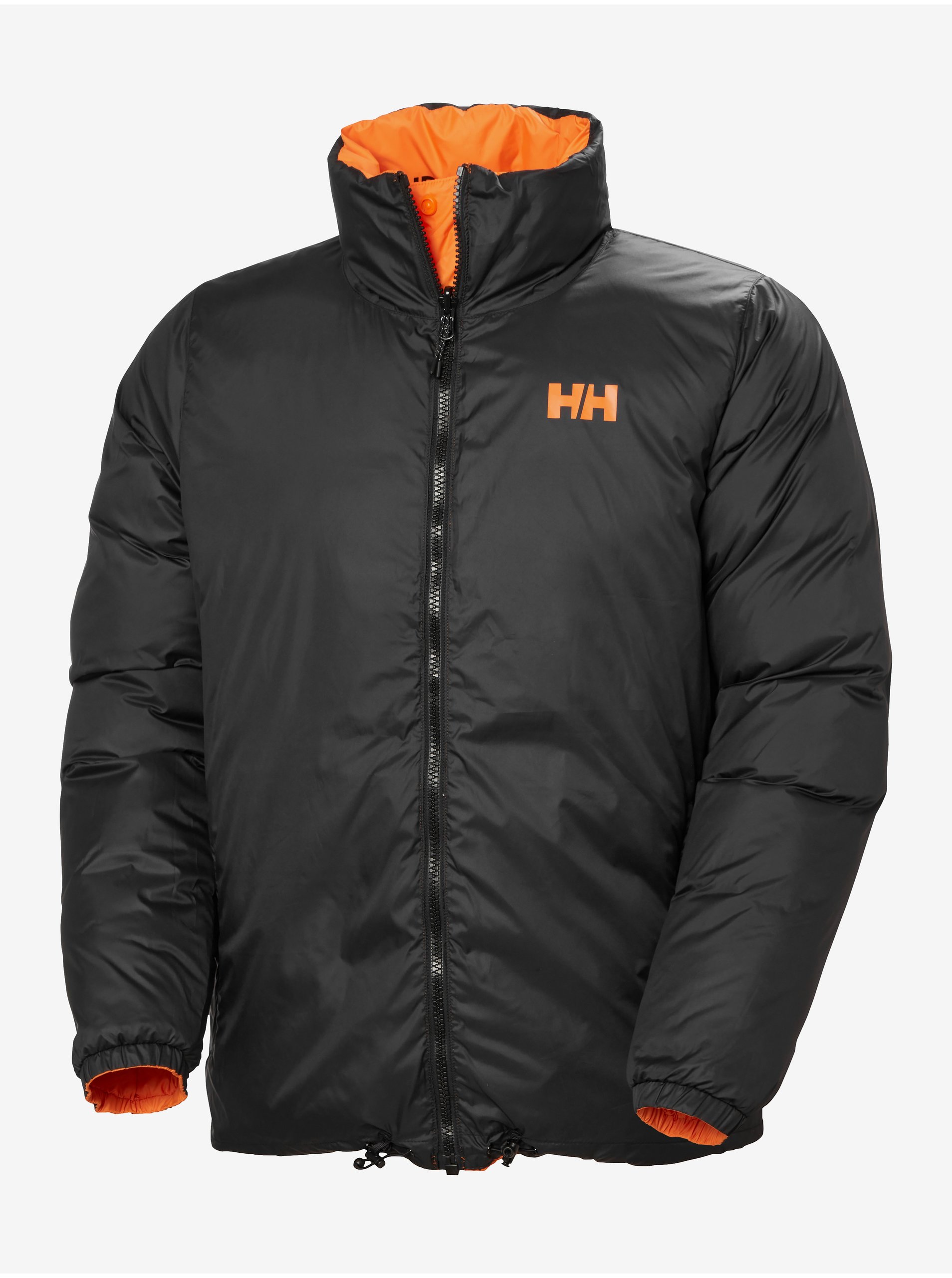 E-shop Oranžovo-černá pánská péřová oboustranná zimní bunda HELLY HANSEN