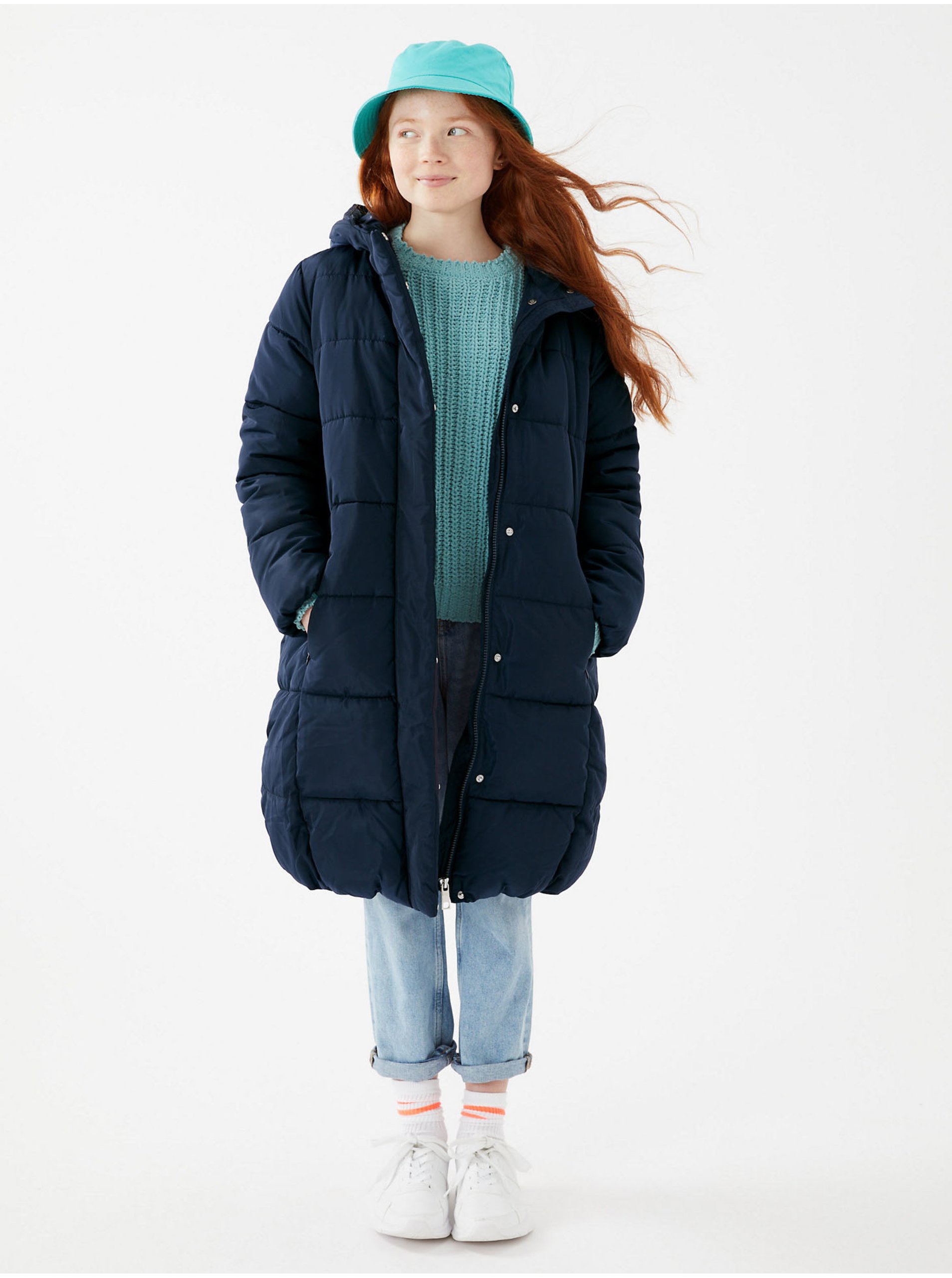 Levně Tmavě modrý holčičí zateplený kabát s technologií Stormwear™ Marks & Spencer