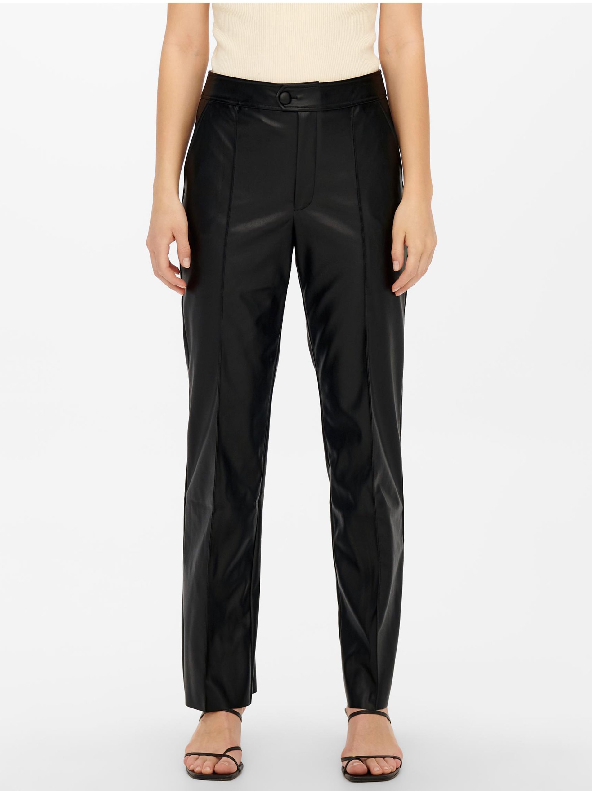 E-shop Čierne dámske koženkové nohavice JDY Rex