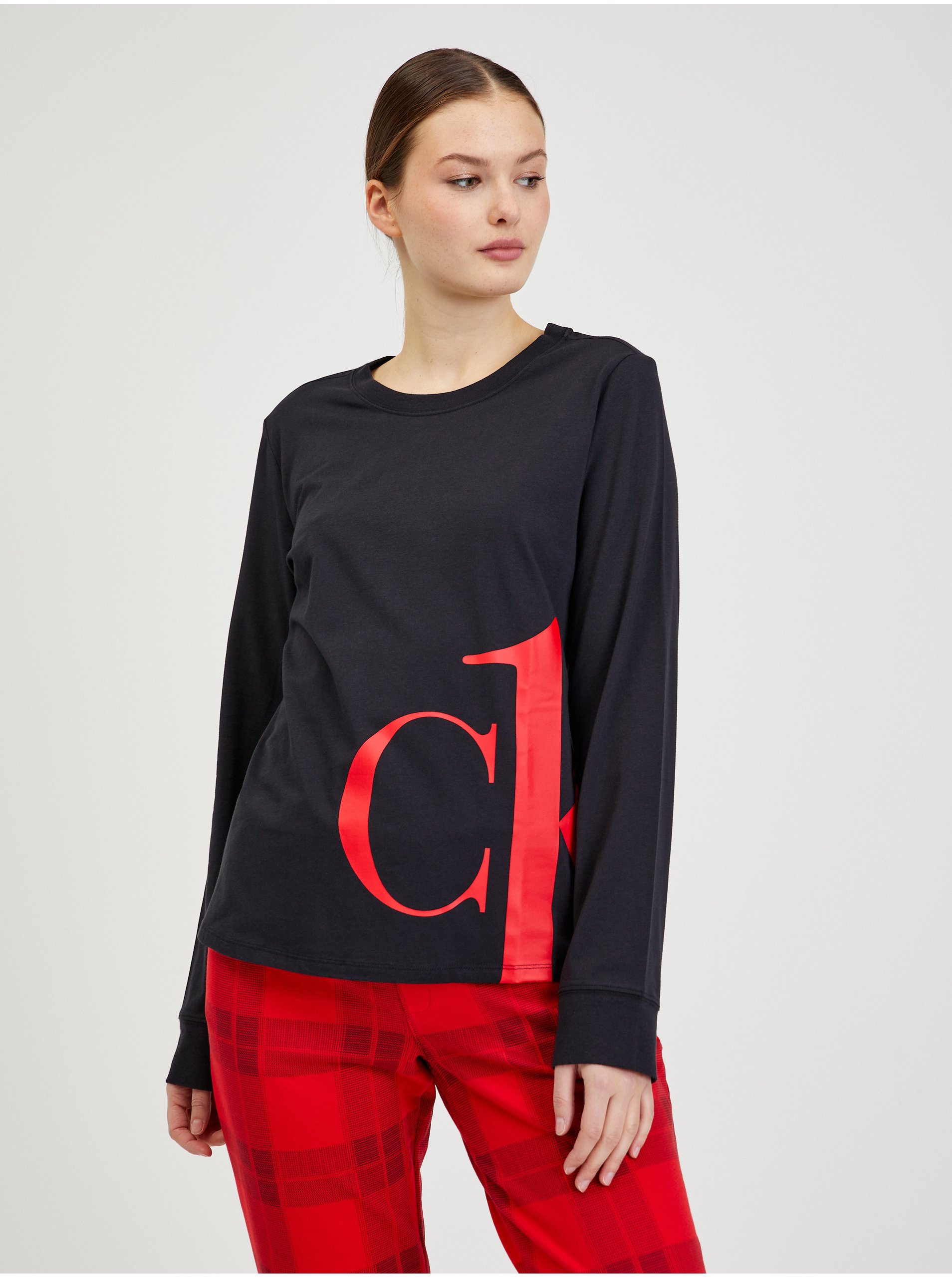 Lacno Čierne dámske tričko na spanie Calvin Klein Underwear