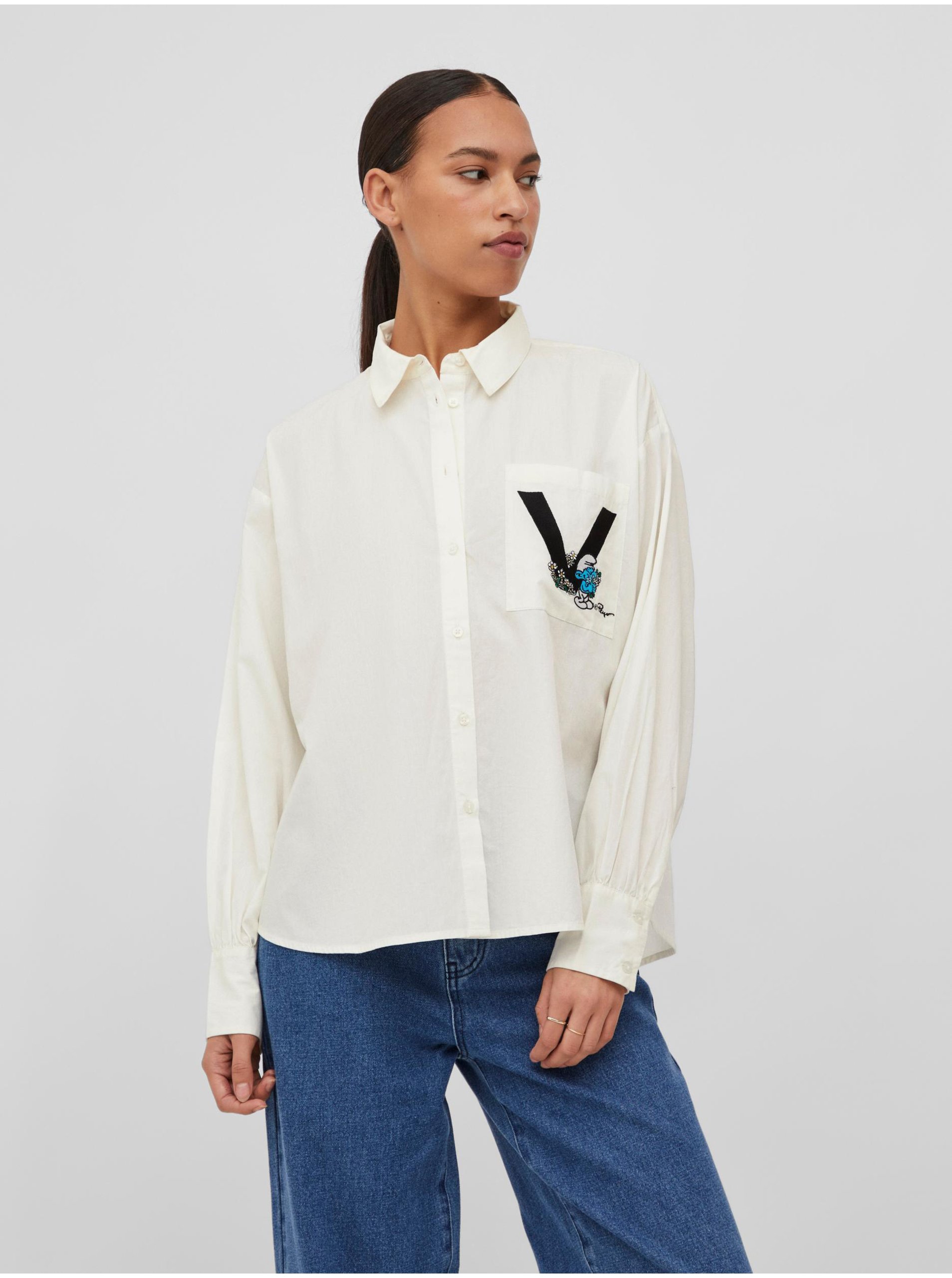 E-shop Bílá dámská košile VILA Smurfy