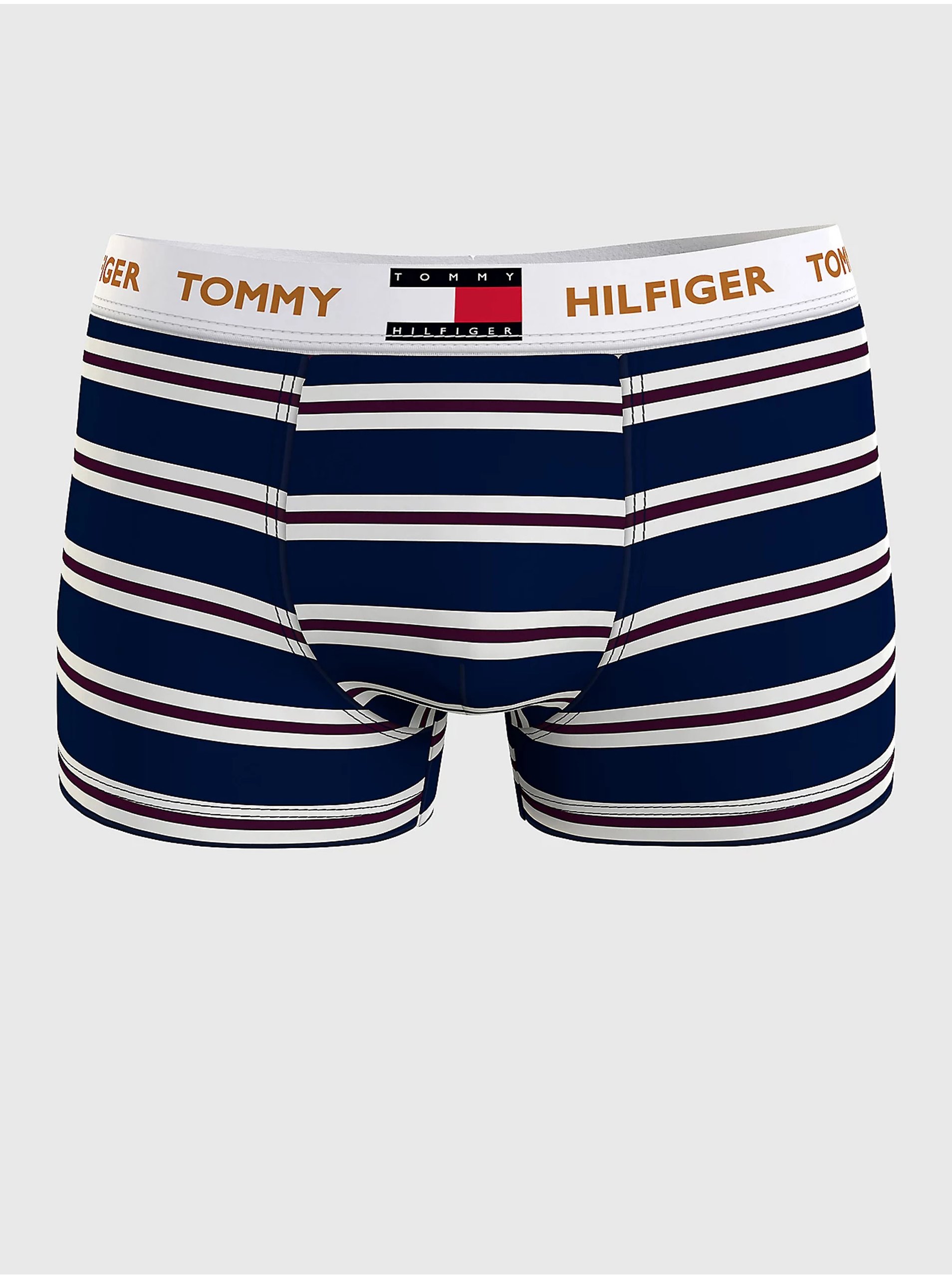 Levně Bílo-modré pánské pruhované boxerky Tommy Hilfiger Underwear