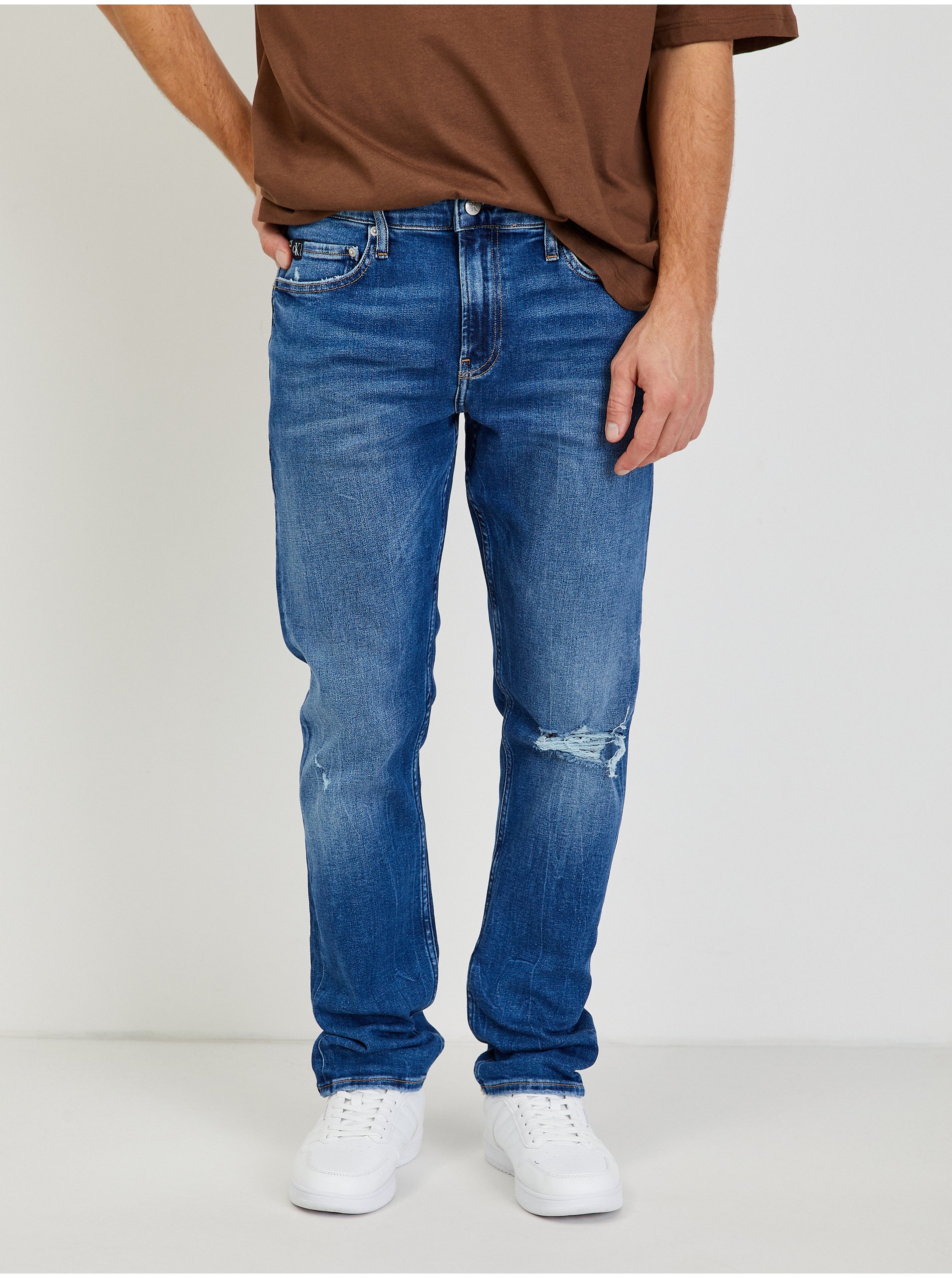 Lacno Modré pánske slim fit rifle Calvin Klein Jeans