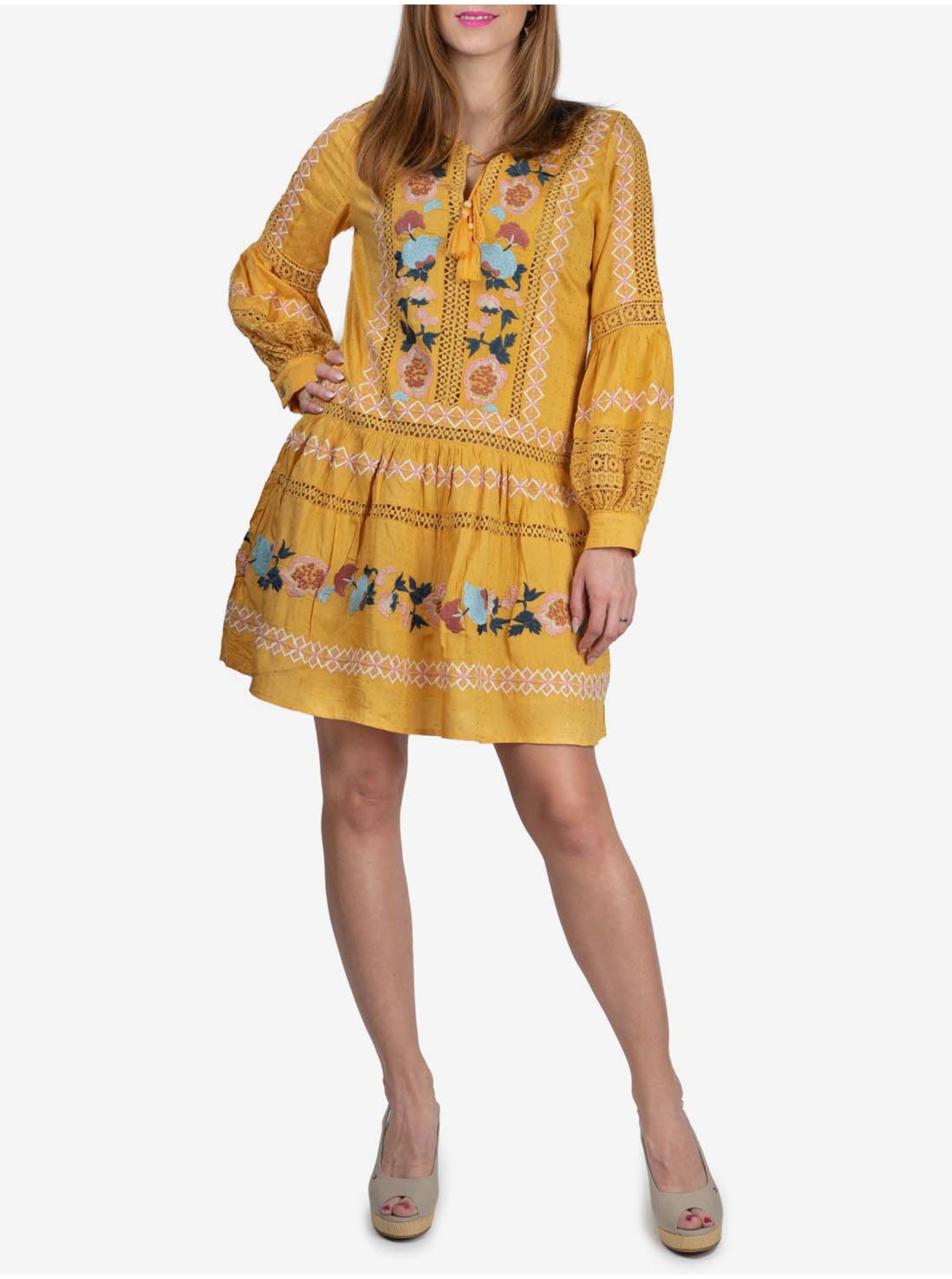 Lacno Anany žlté šaty Puebla Amarillo
