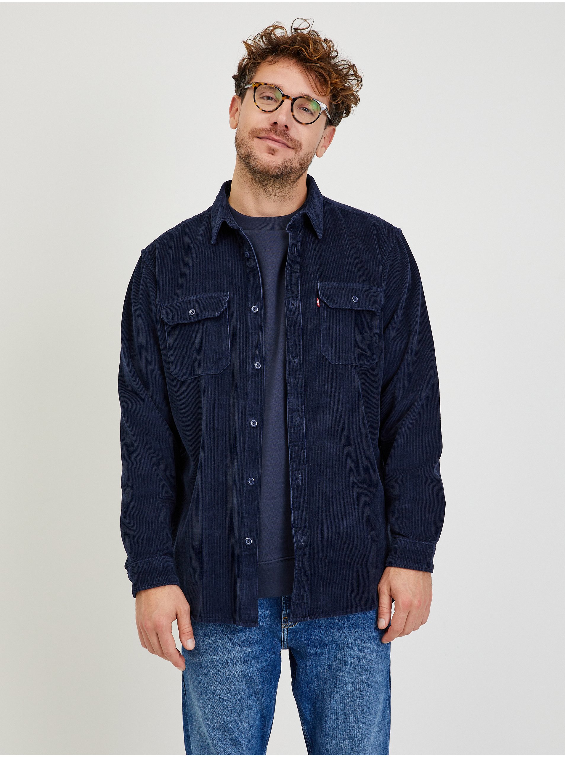 E-shop Tmavomodrá pánska menčestrová košeľa Levi's® Jackson Worker