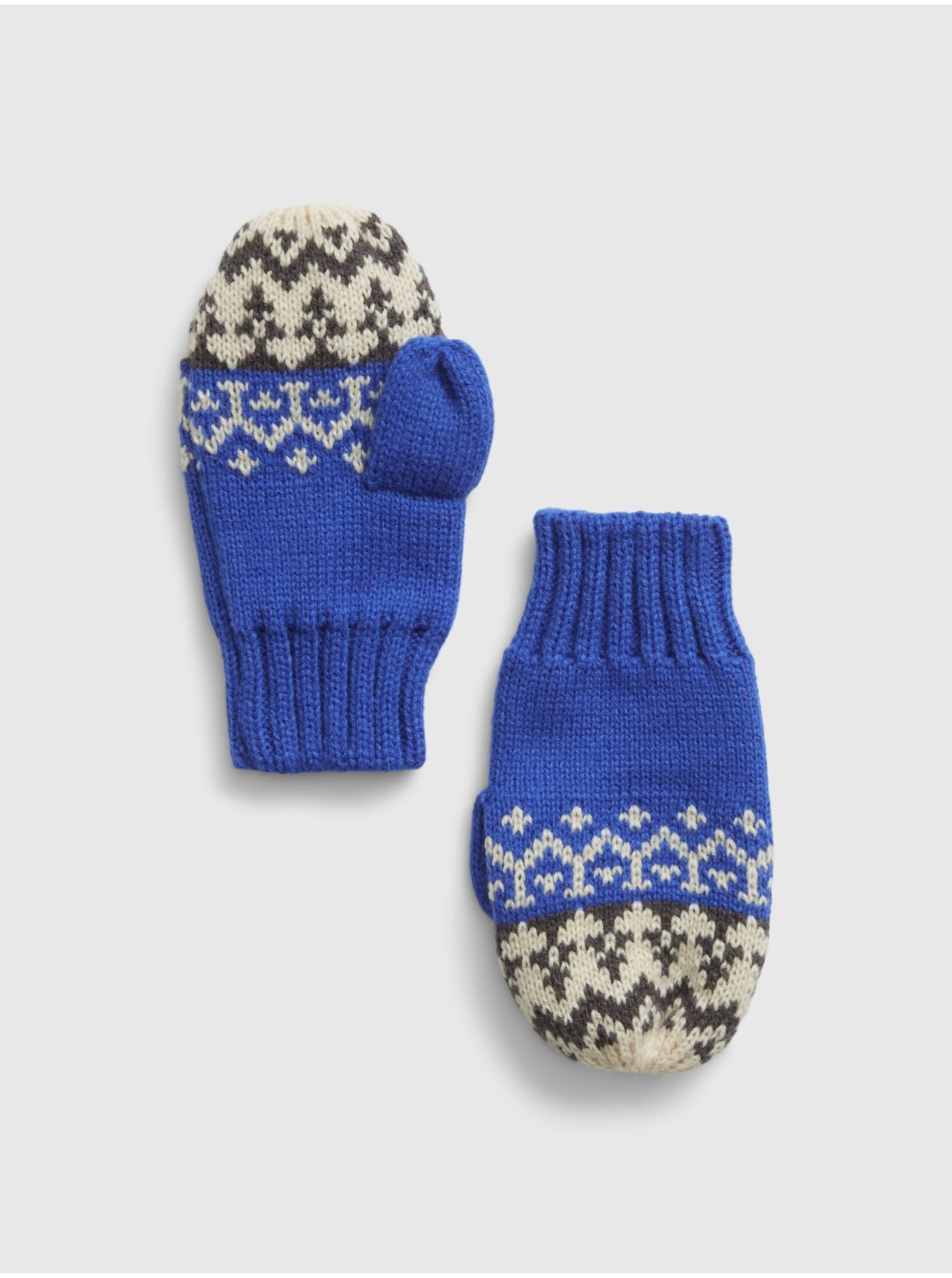 Levně Modré dětské vzorované pletené rukavice GAP