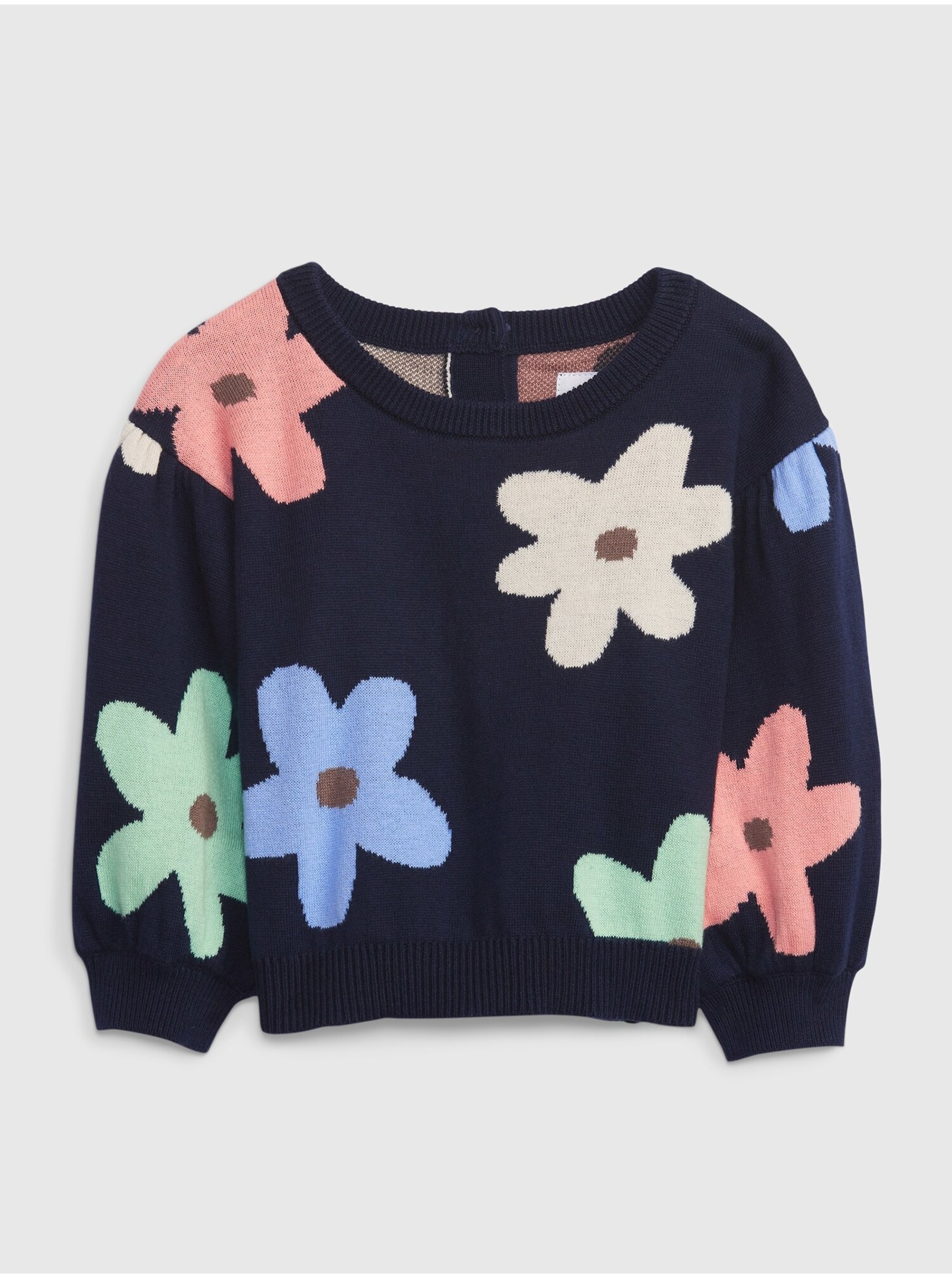 E-shop Černý holčičí svetr s květy GAP