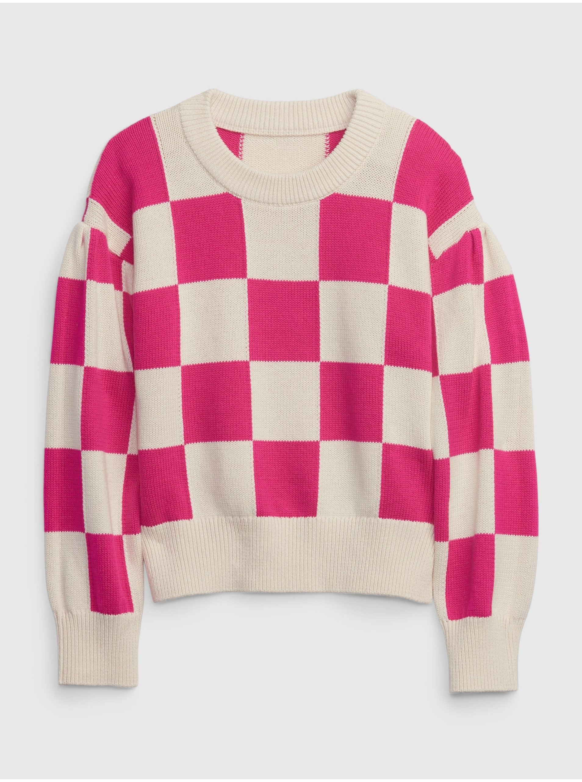 E-shop Růžový holčičí svetr s šachovnicí GAP