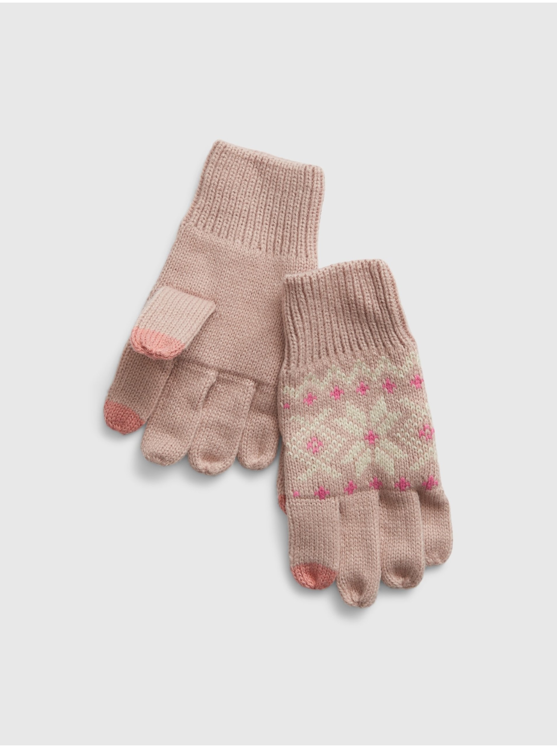E-shop Růžové holčičí vzorované rukavice GAP