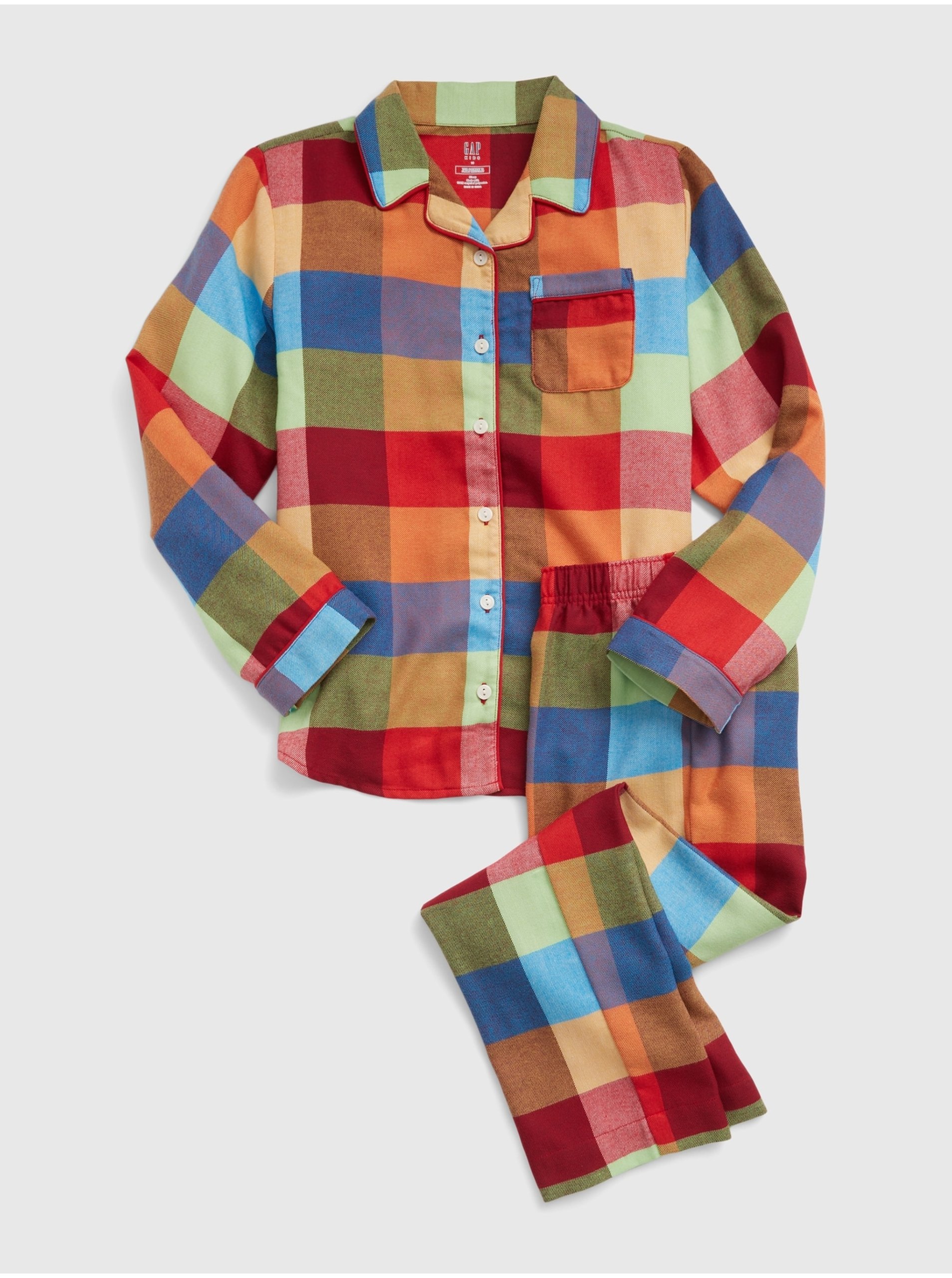 E-shop Modro-červené dětské kostkované pyžamo GAP