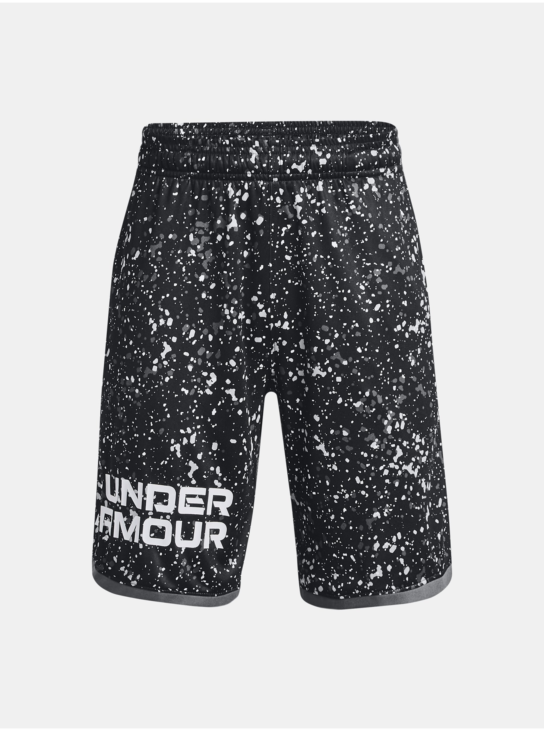 Lacno Šedo-čierne chlapčenské vzorované šortky Under Armour UA Stunt 3.0 Plus Shorts
