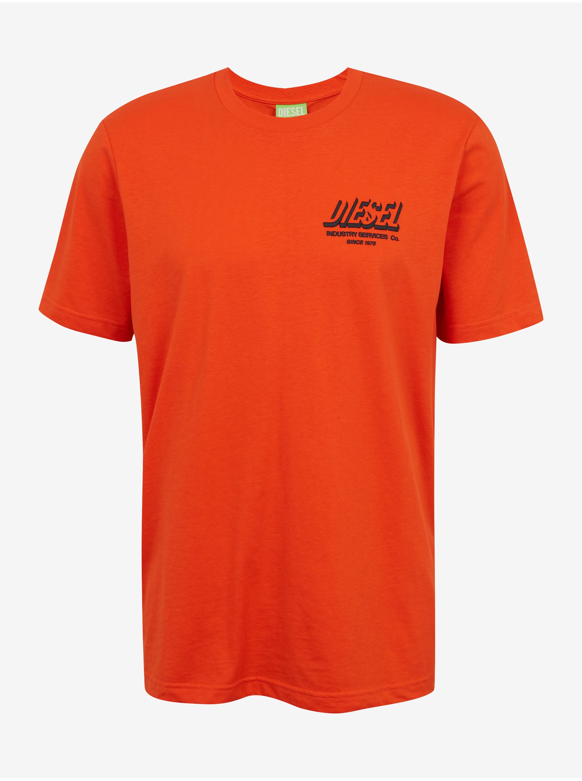 Lacno Oranžové pánske tričko Diesel Just