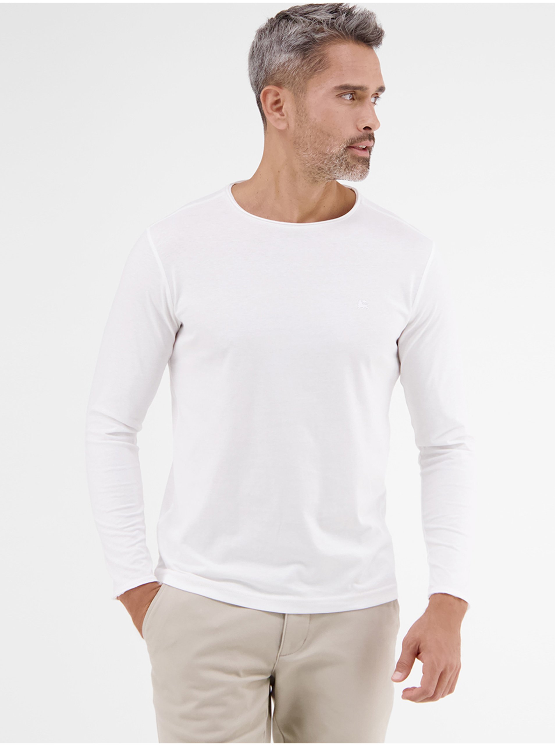 Levně Bílé pánské basic tričko LERROS