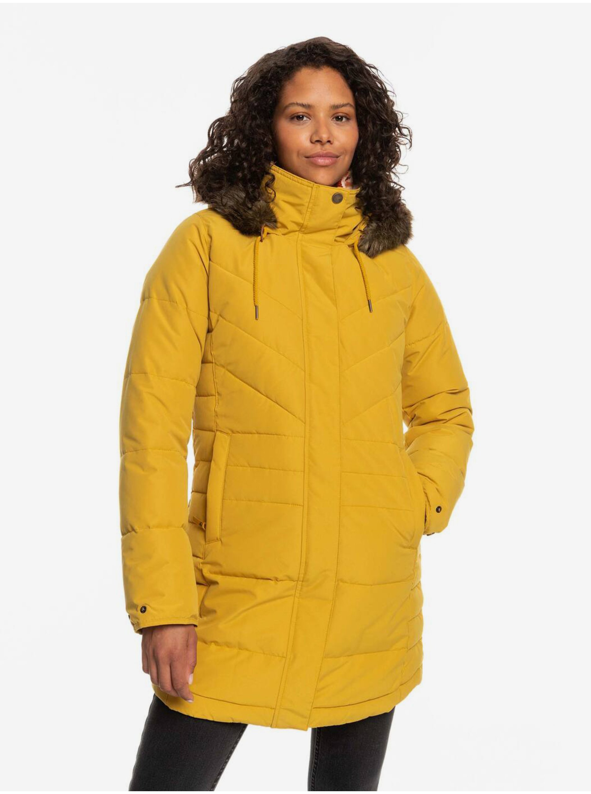 Lacno Žltá dámska zimná bunda Roxy Ellie