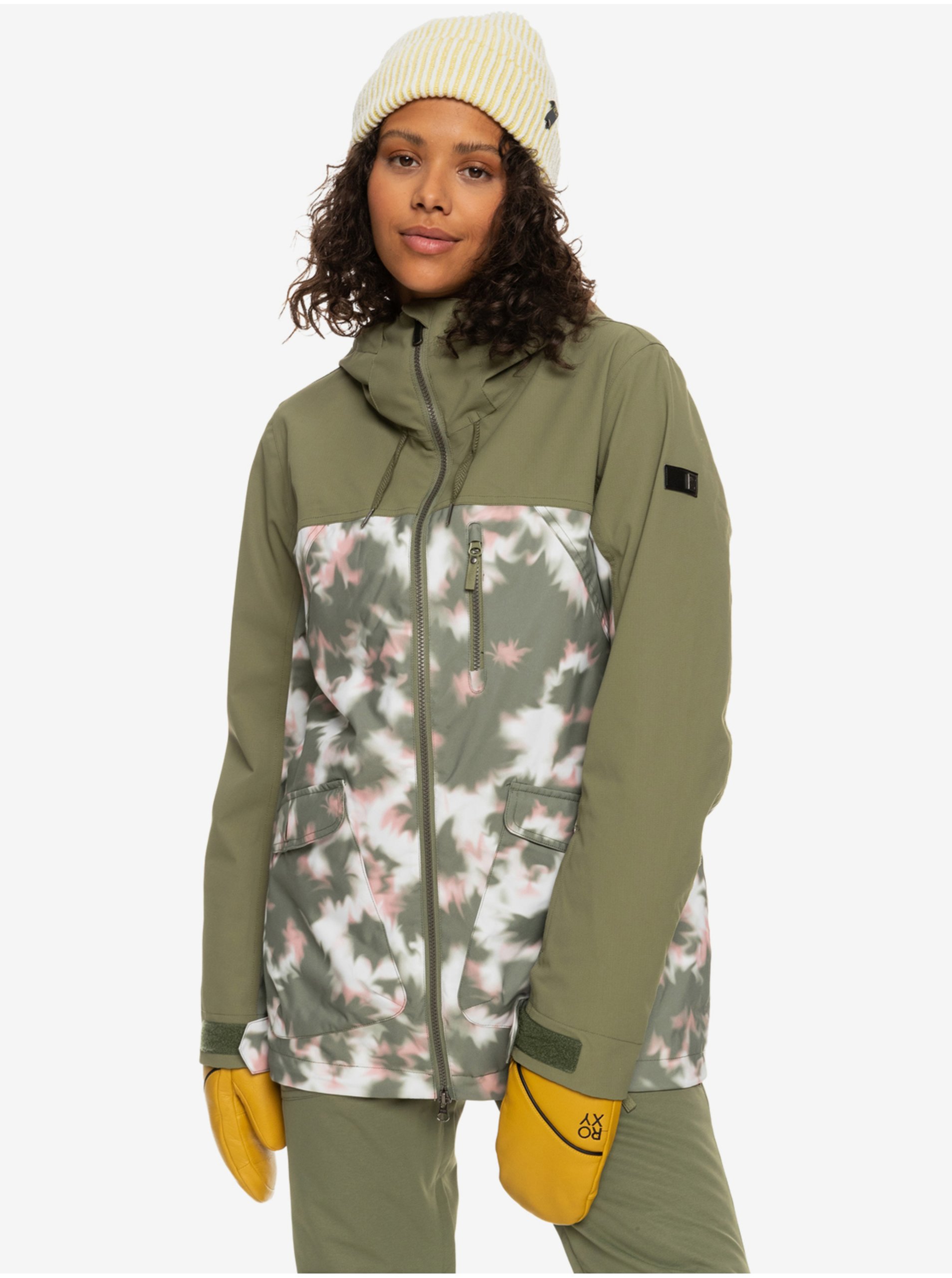 E-shop Khaki dámská zimní vzorovaná bunda Roxy Stated