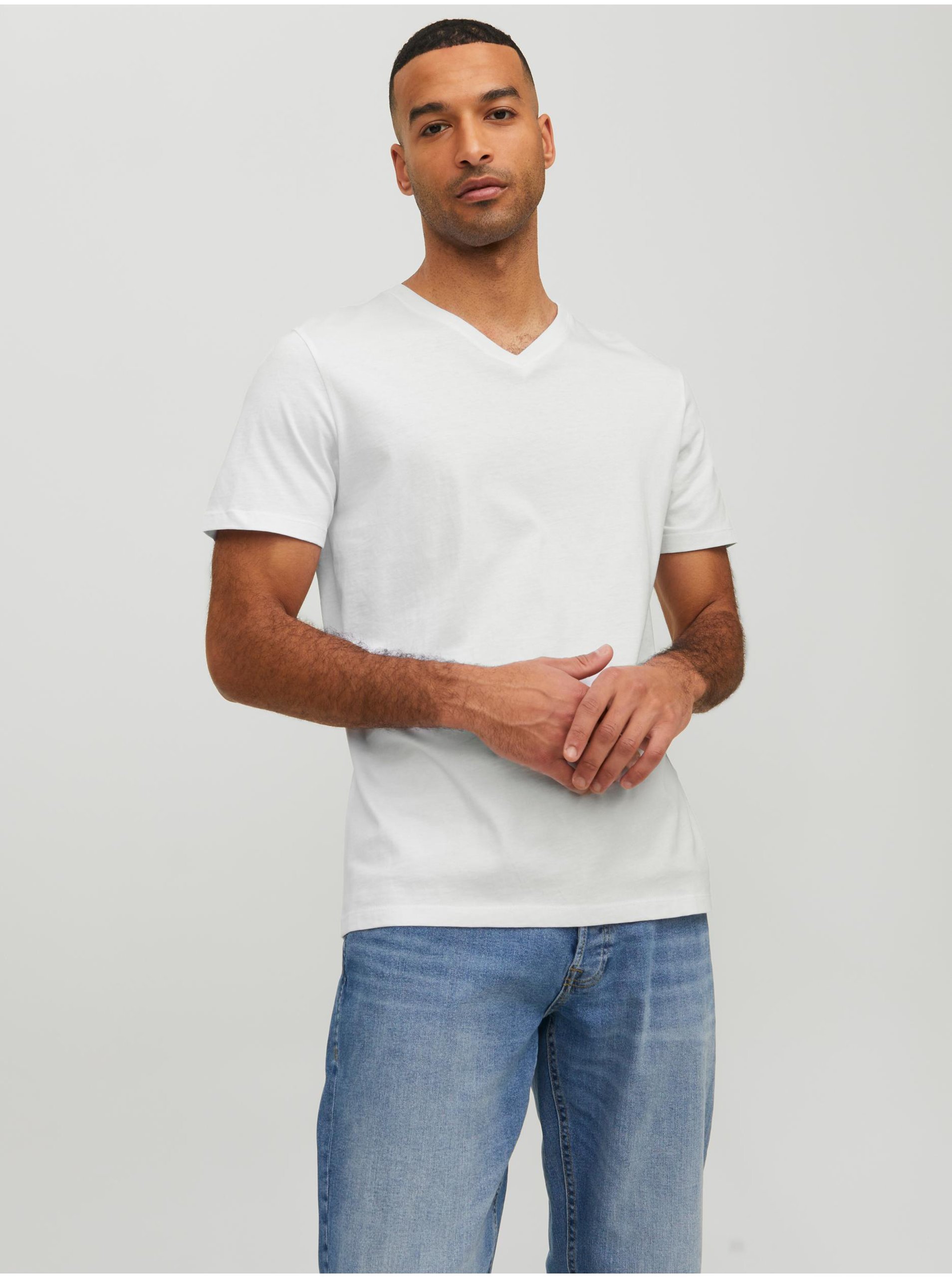 Lacno Basic tričká pre mužov Jack & Jones - biela