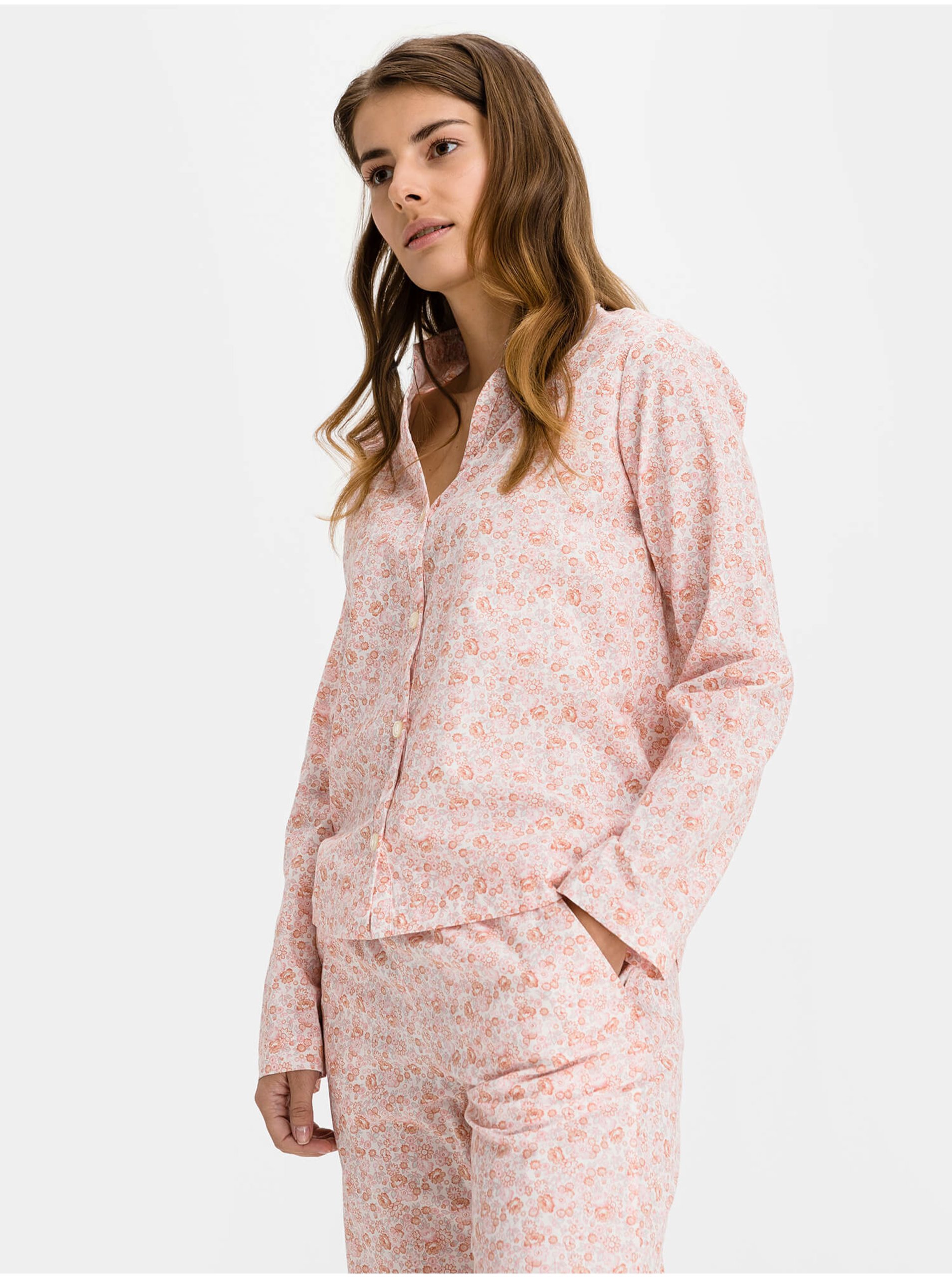 Lacno Košeľa na spanie pajama in poplin Ružová