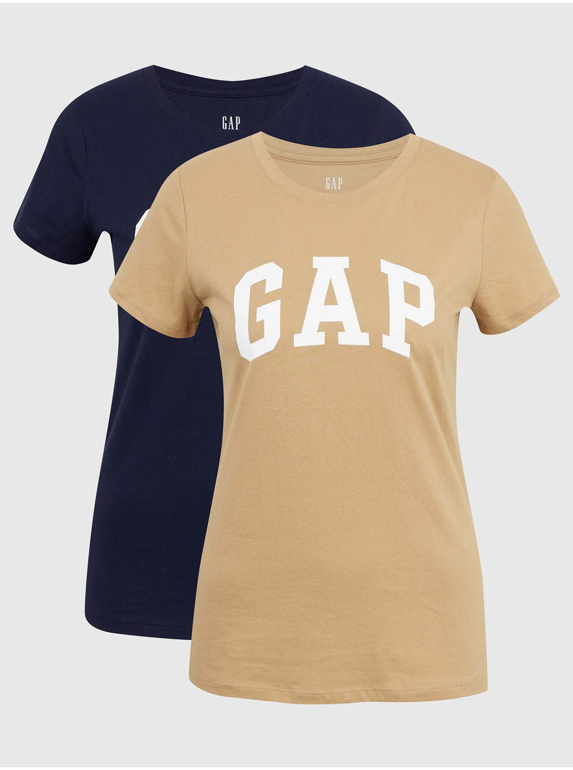 Levně Béžové dámské tričko GAP Logo franchise classic t-shirt, 2ks