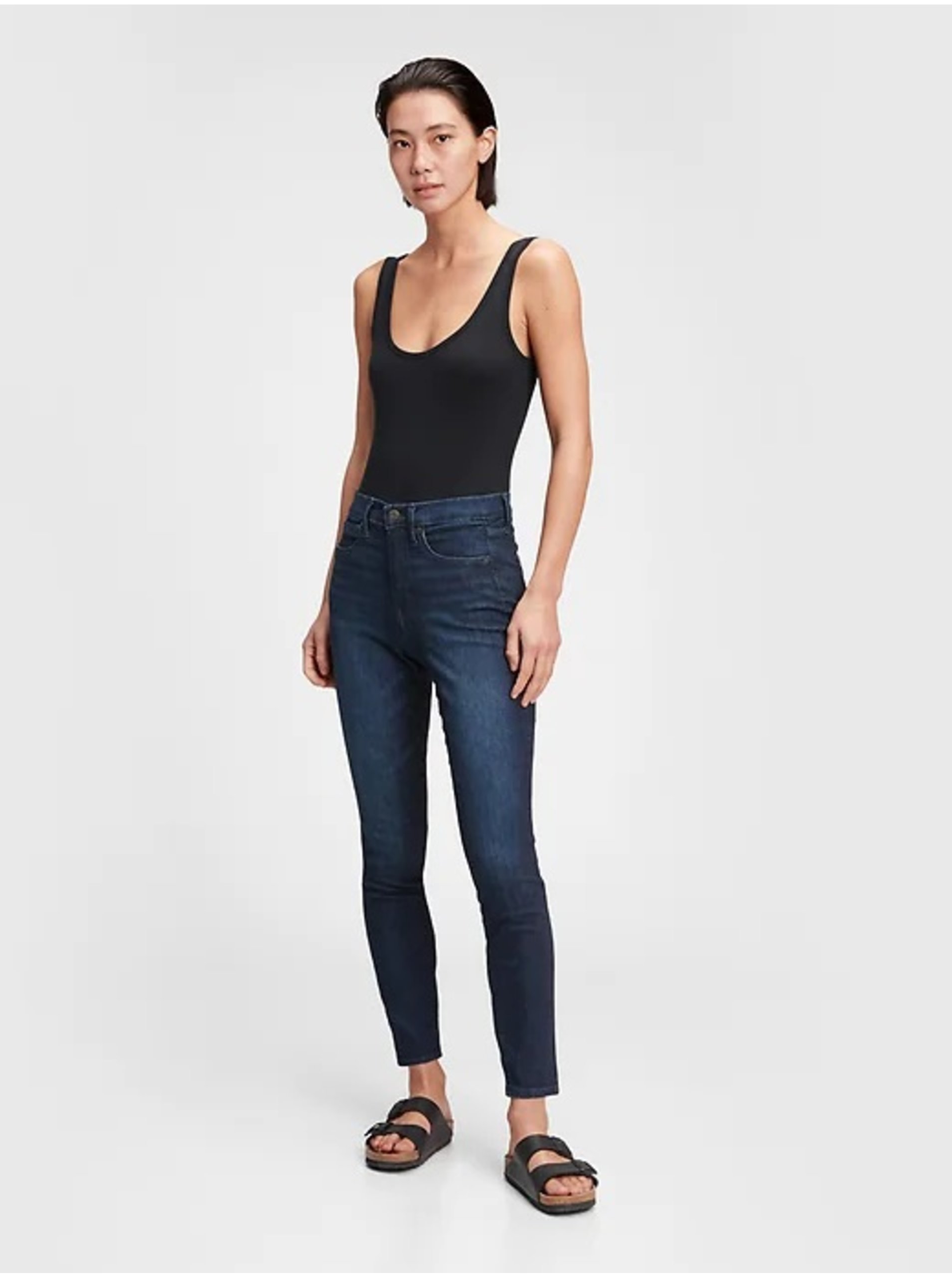 Lacno Modré dámské džíny high rise skinny jeans with secret smoothing pockets with W GAP