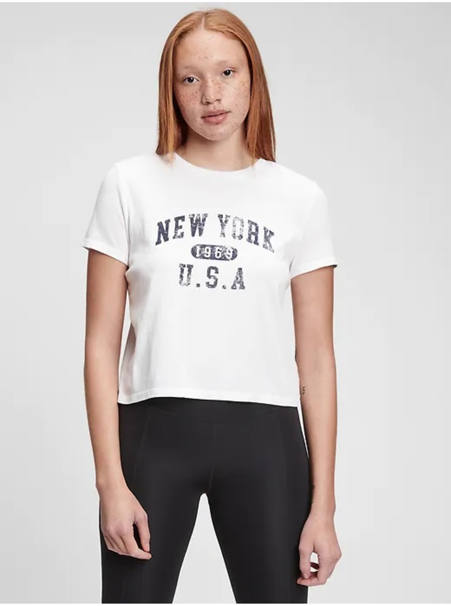 Levně Bílé dámské tričko shrunken graphic t-shirt