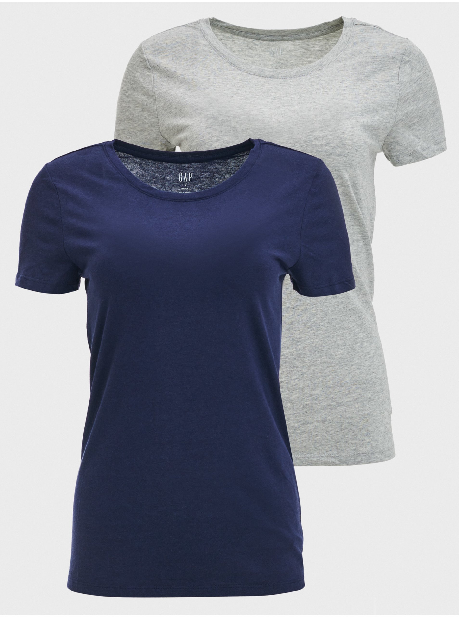 Levně Sada dvou dámských triček v modré a šedé barvě GAP