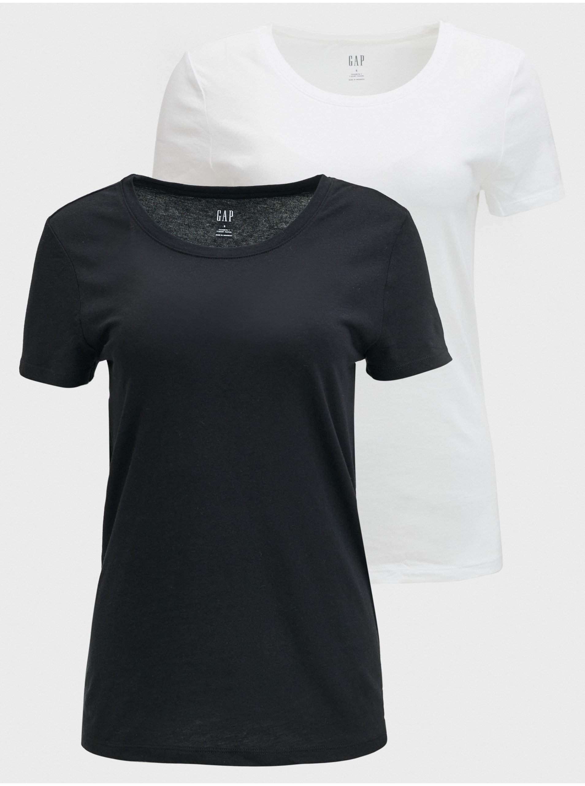 Levně Sada dvou dámských basic triček v černé a bílé barvě GAP