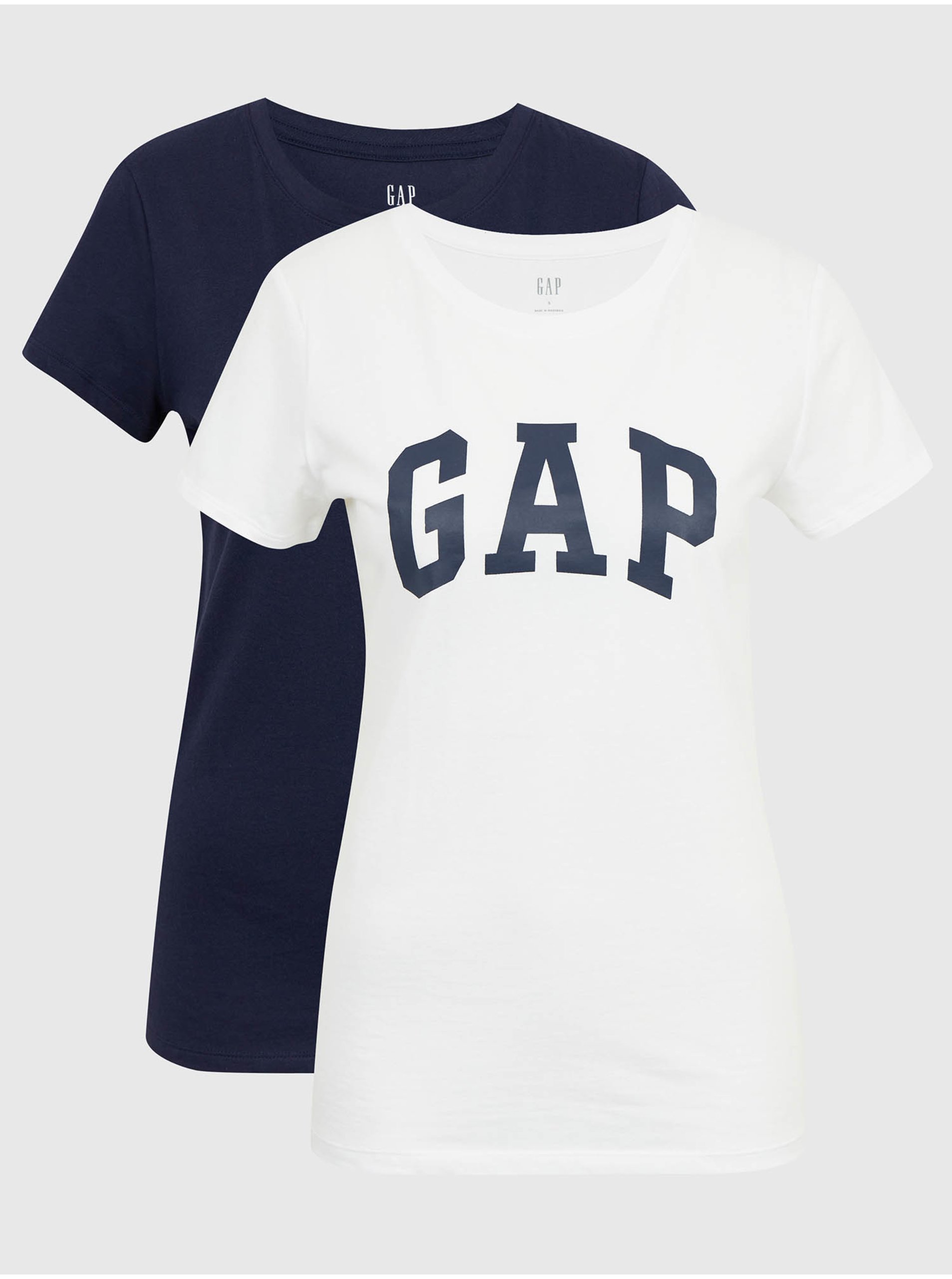 Levně Sada dvou dámských triček v bílé a modré barvě GAP