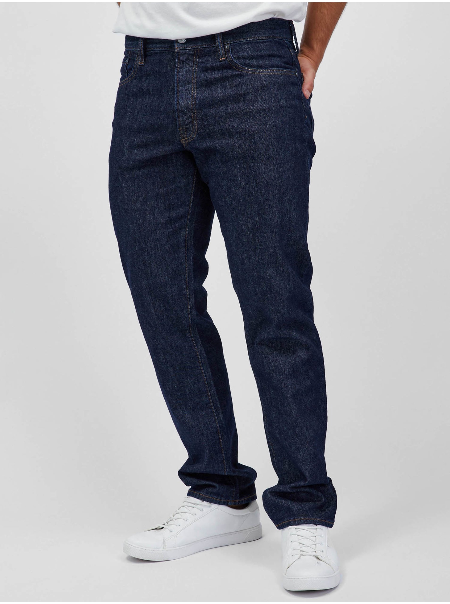 E-shop Tmavě modré pánské džíny straight GapFlex a Washwell GAP