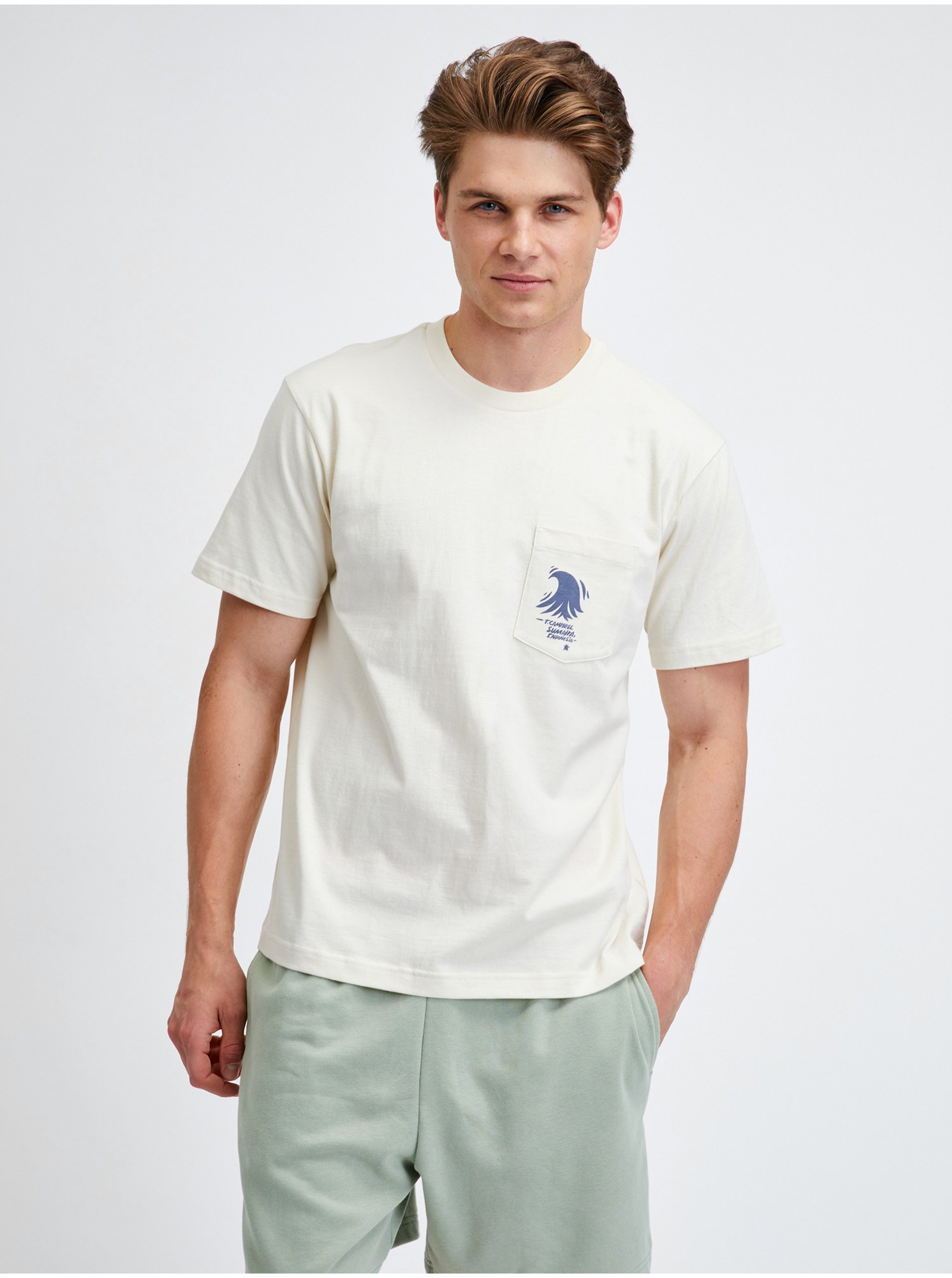 Levně Smetanové pánské tričko GAP & T. Campbell organic GAP