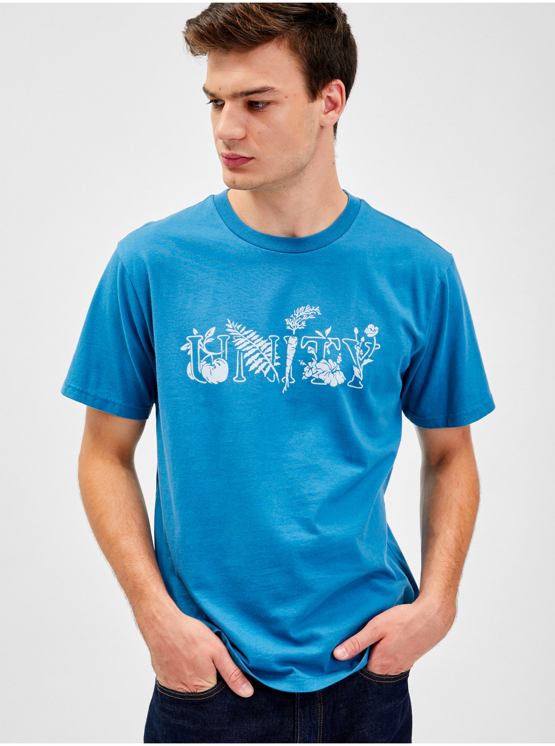 Levně Modré pánské tričko z organické bavlny GAP × Ron Finley